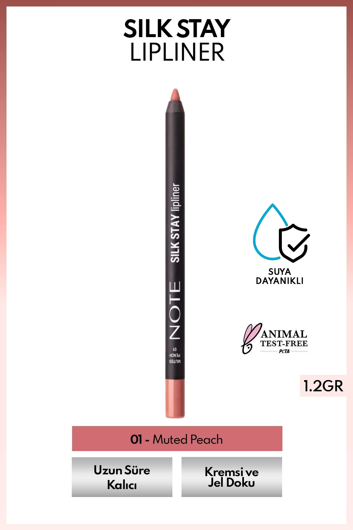 NOTE Silk Stay Lipliner Suya Dayanıklı İpeksi Dudak Kalemi - 01 Muted Peach - Nude