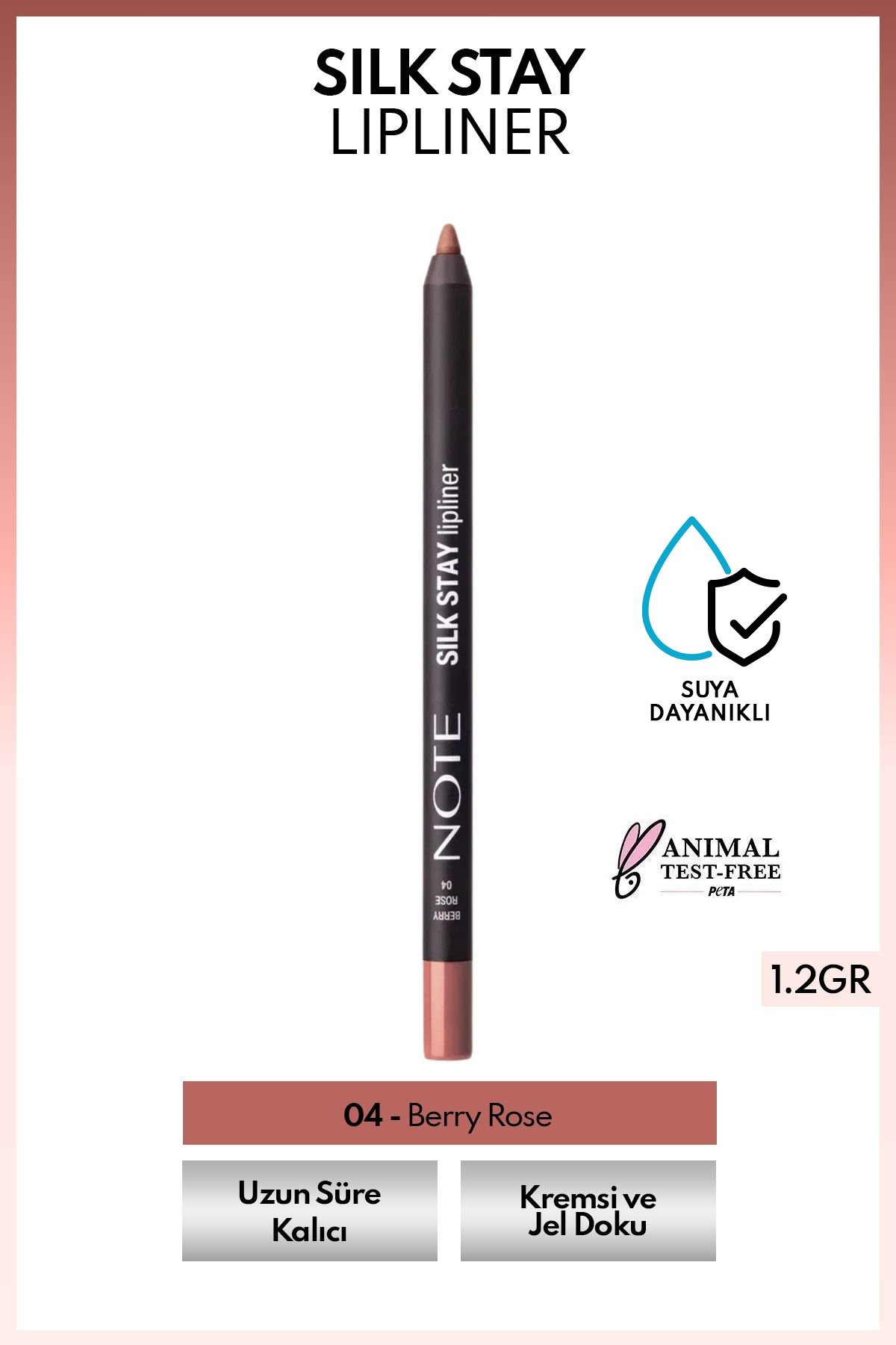 NOTE Silk Stay Lipliner Suya Dayanıklı İpeksi Dudak Kalemi - 04 Berry Rose - Nude