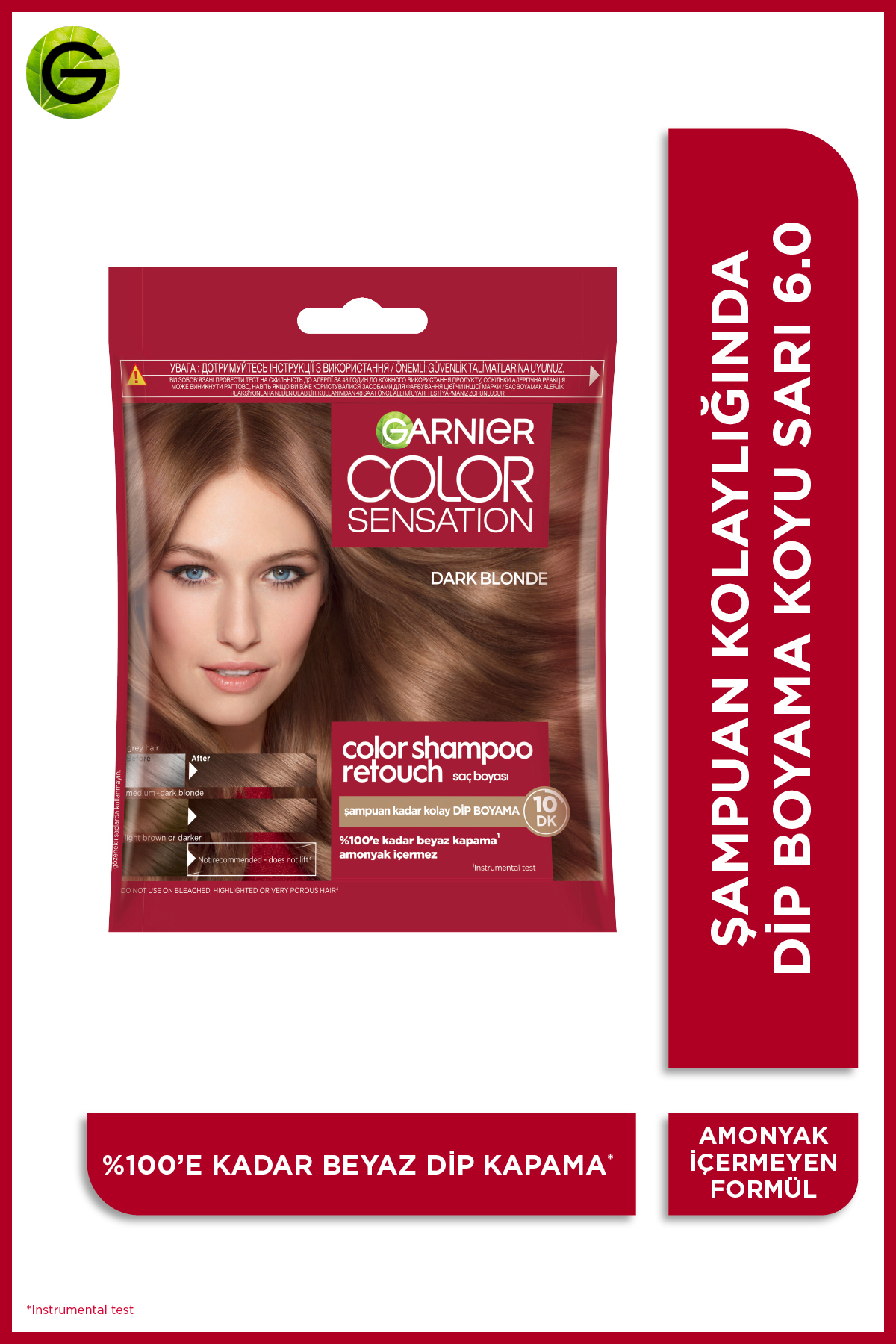 Garnier Color Shampoo Retouch Şampuan Kolaylığında Dip Boyası, Koyu Sarı 6.0, Vegan&Cruelty Free, Amonyaksız