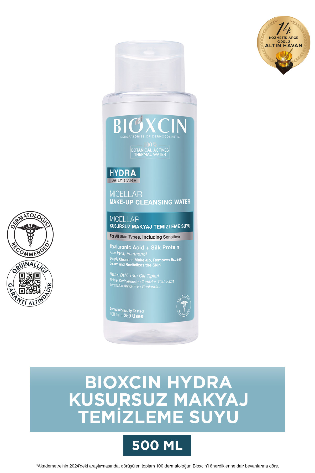 Bioxcin Hydra Micellar Makyaj Temizleme Suyu 500 ml (Hyaluronik Asit, AloeVera, Pantenol)