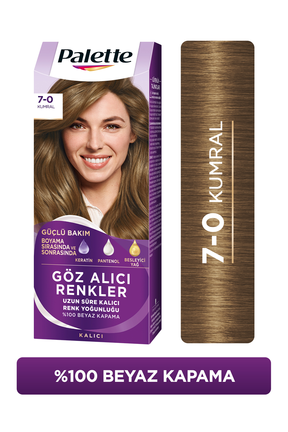 Palette Göz Alıcı Renkler Saç Boyası 7-0 Kumral Pentanol & Besleyici Yağ İçeren Saç Boyası 115 ml
