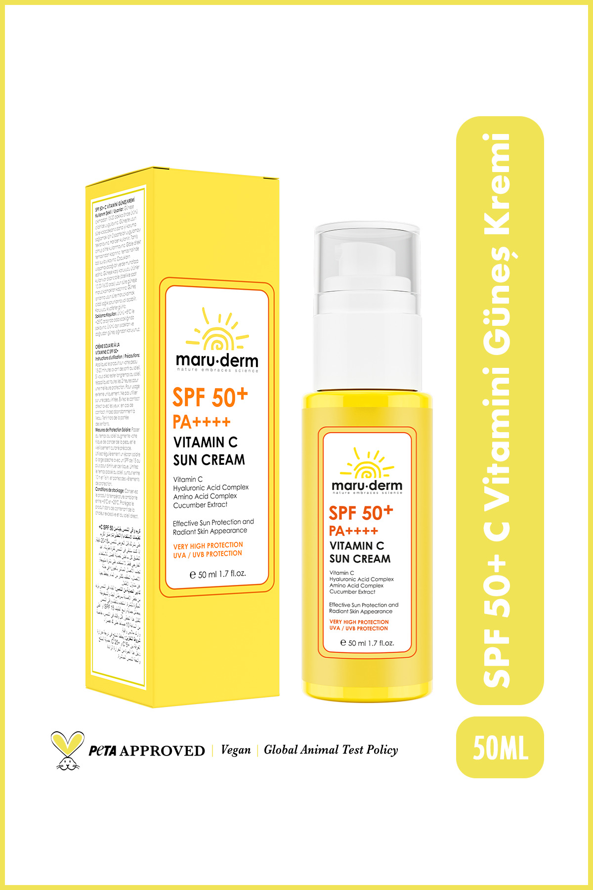 Maru.Derm C Vitamini SPF 50+ PA++++ | Yeni Nesil Kore Filtreli 50 ML