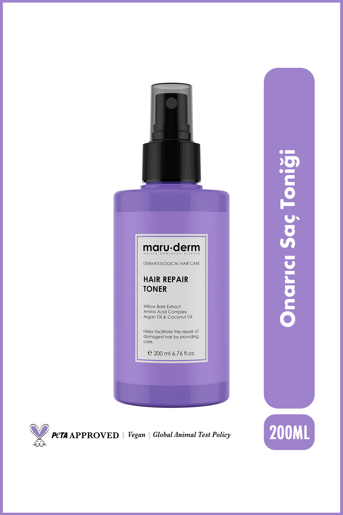 Maru.Derm Saç Tonik | Onarıcı Saç Bakım Toniği 200 ML | Yıpranmış Zayıf Saçlar | Vegan