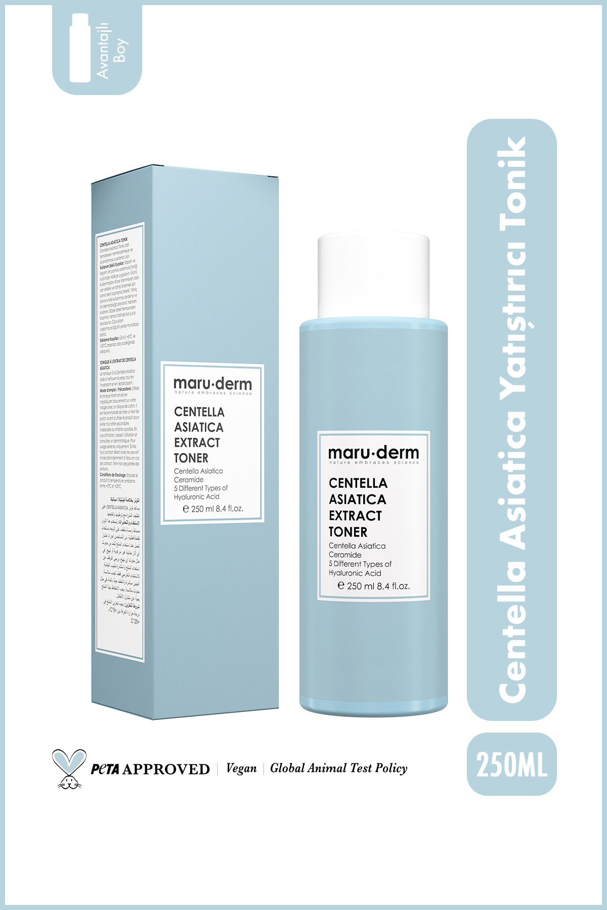 Maru.Derm Centella Asiatica Yatıştırıcı & Ceramide Nemlendirici Cica Tonik 250 ml