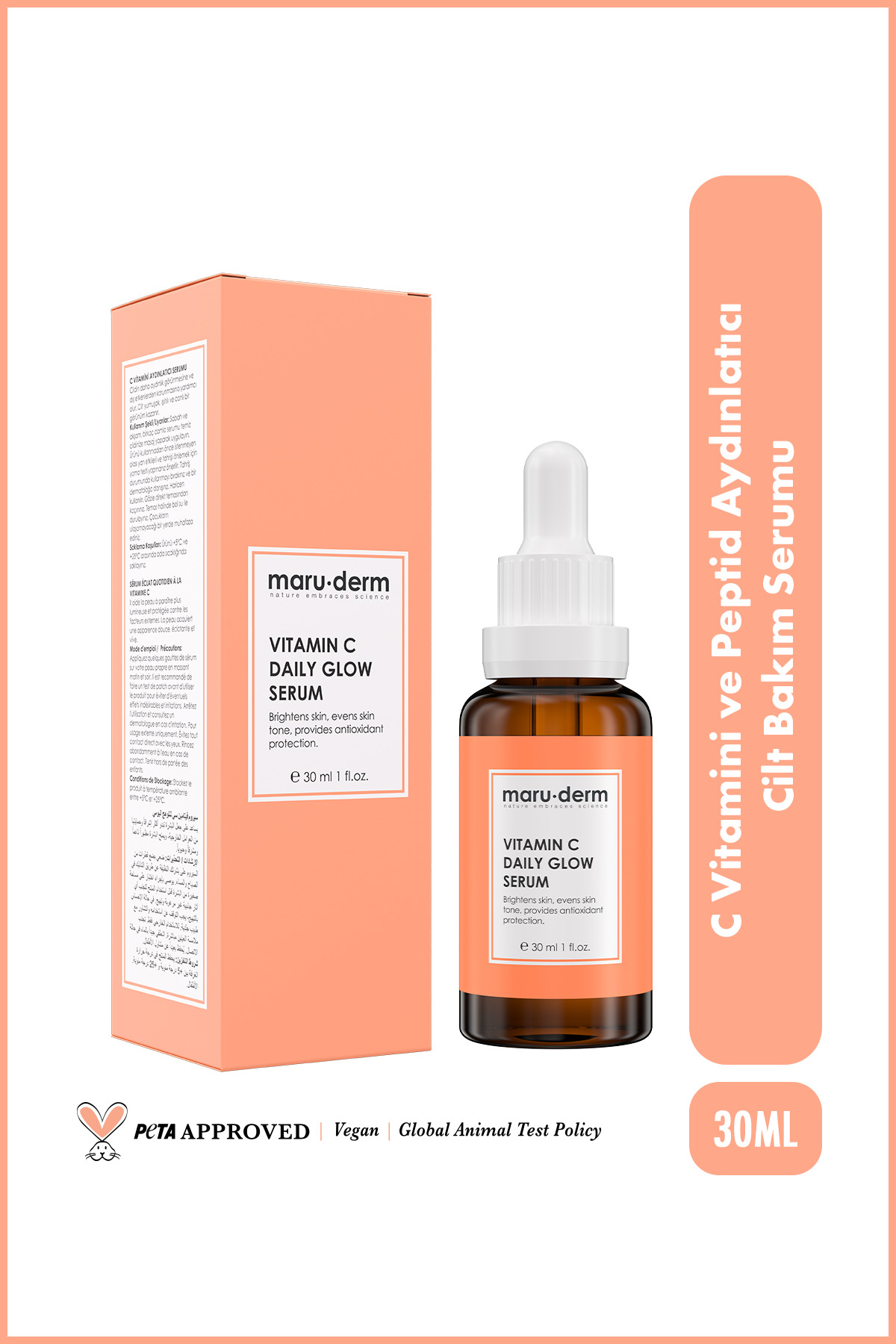 Maru.Derm C Vitamini Ve Peptit Aydınlatıcı Cilt Bakım Serumu 30 ML