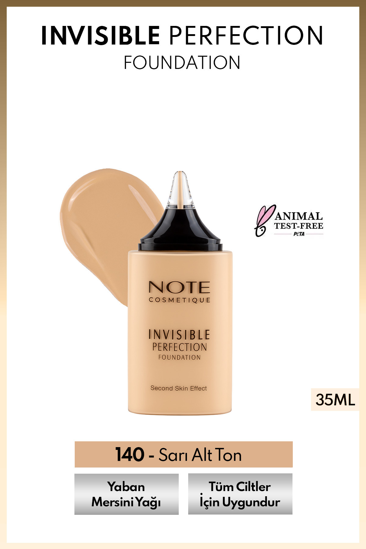 NOTE Invisible Perfection Foundation Hafif Yapılı Doğal Bitişli Fondöten - 140 Soft Linen