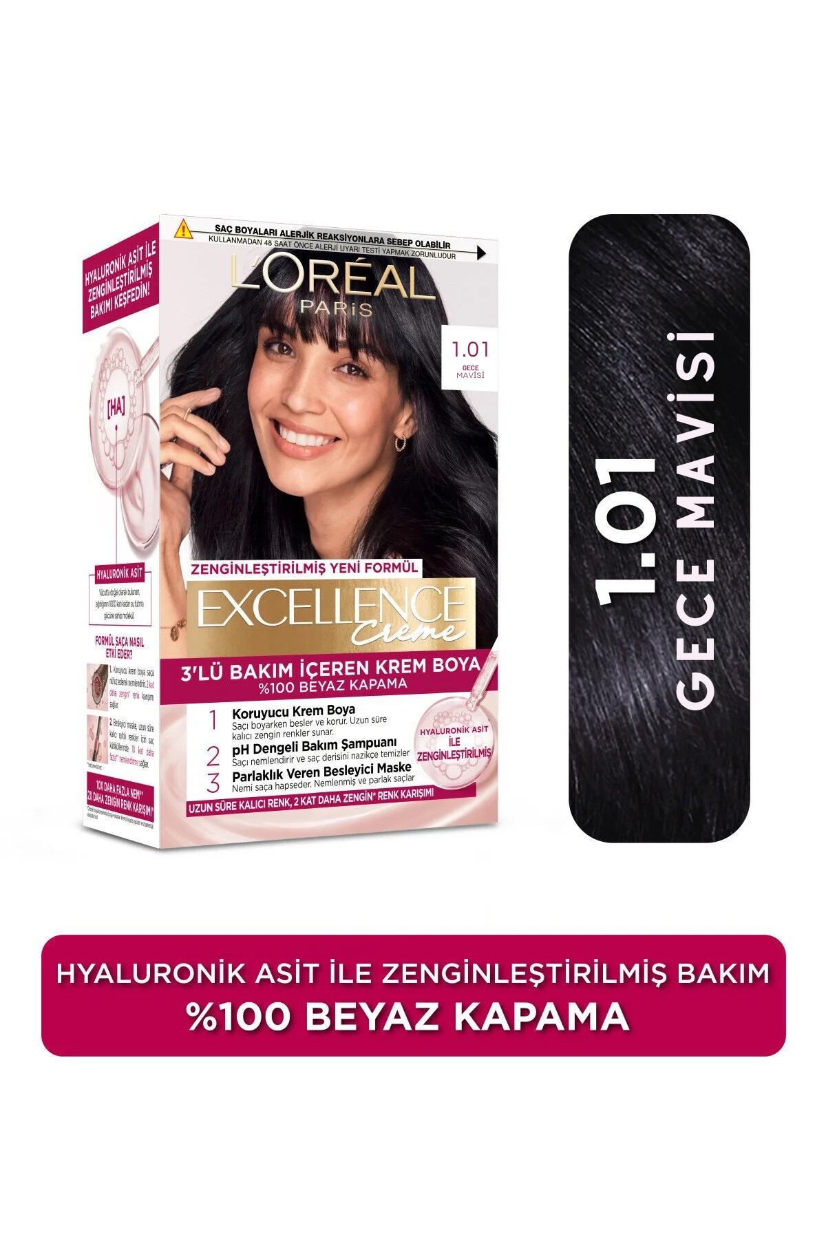 L'Oreal Paris L'oréal Paris Excellence Creme Saç Boyası 1.01 Gece Mavisi