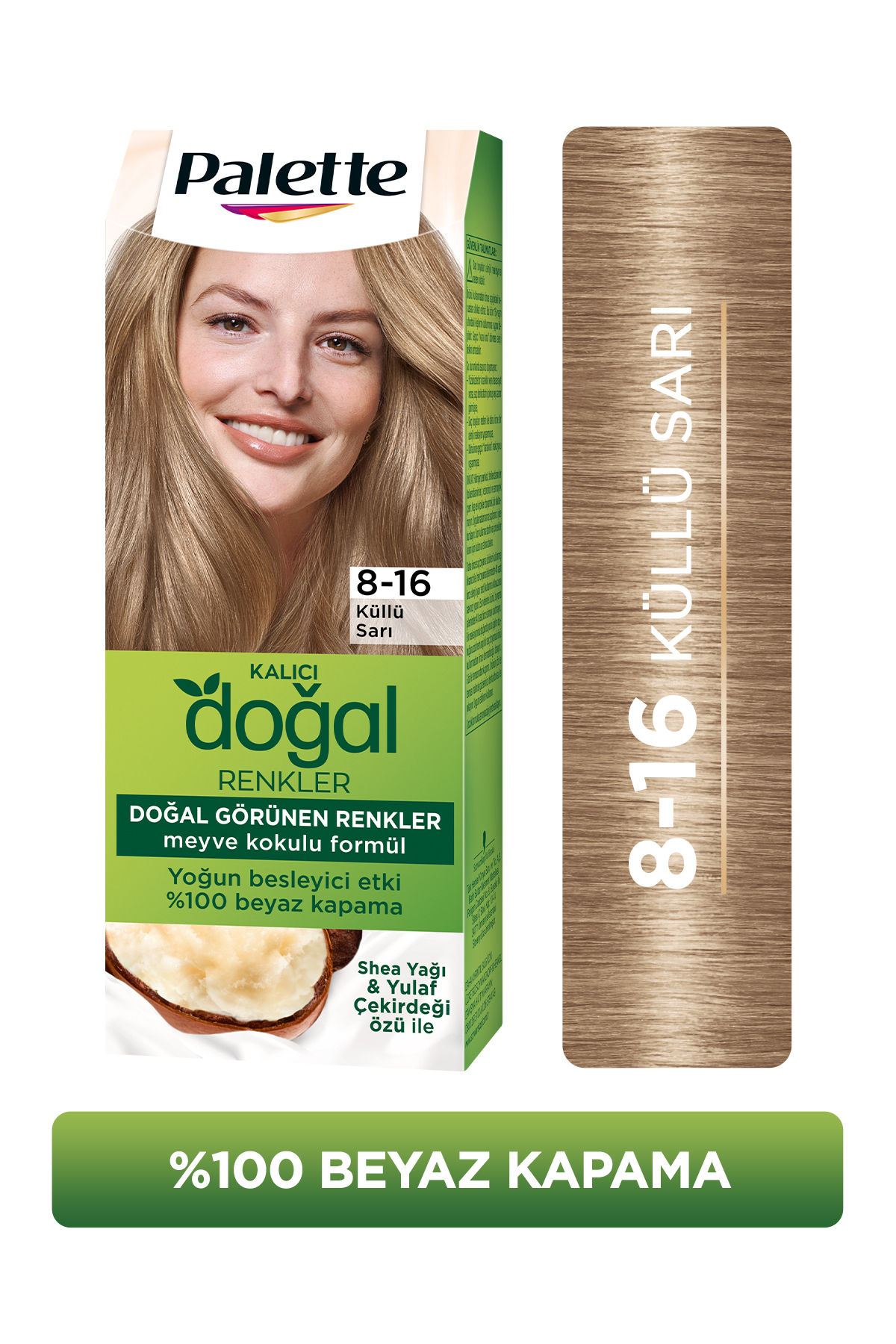 Palette Kalıcı Doğal Renkler 8-16 Küllü Sarı Shea Yağı Saç Boyası