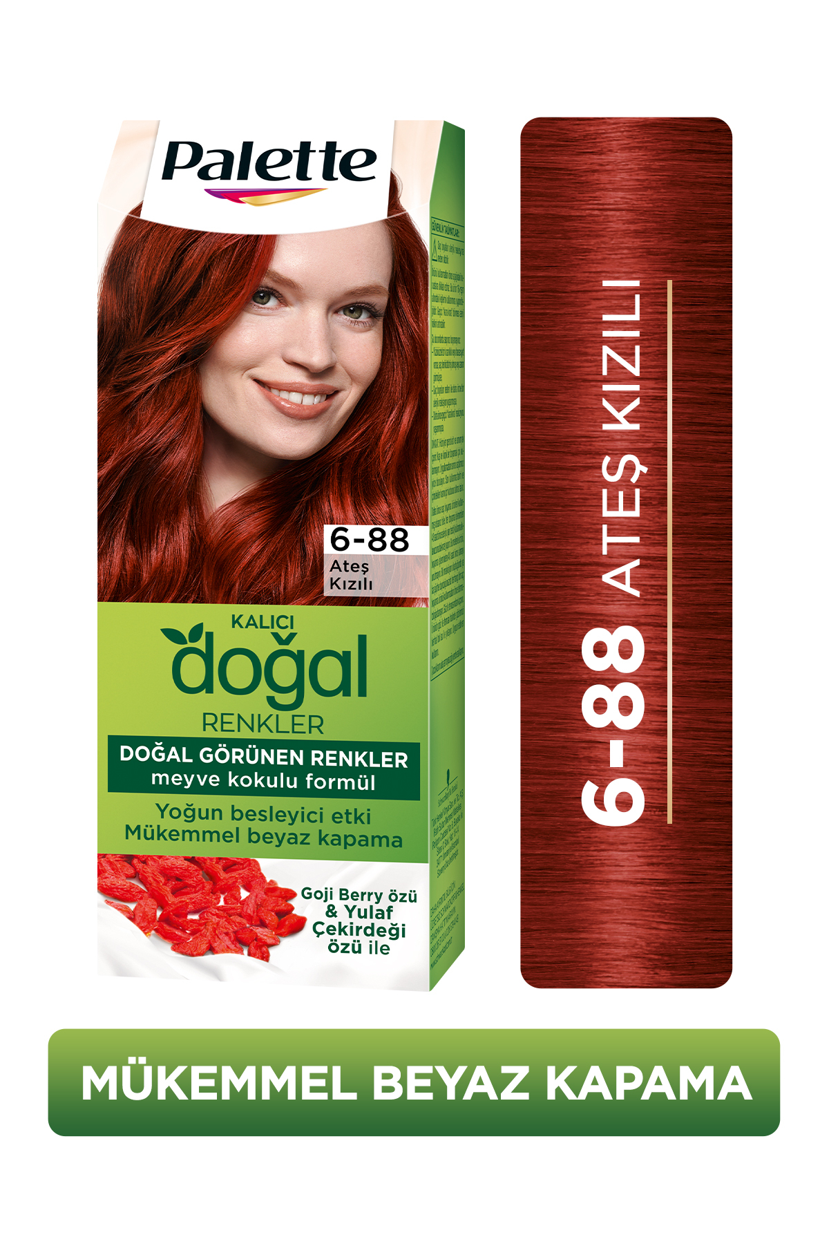 Palette Kalıcı Doğal Renkler 6-88 Ateş Kızılı Goji Berry Özü Saç Boyası
