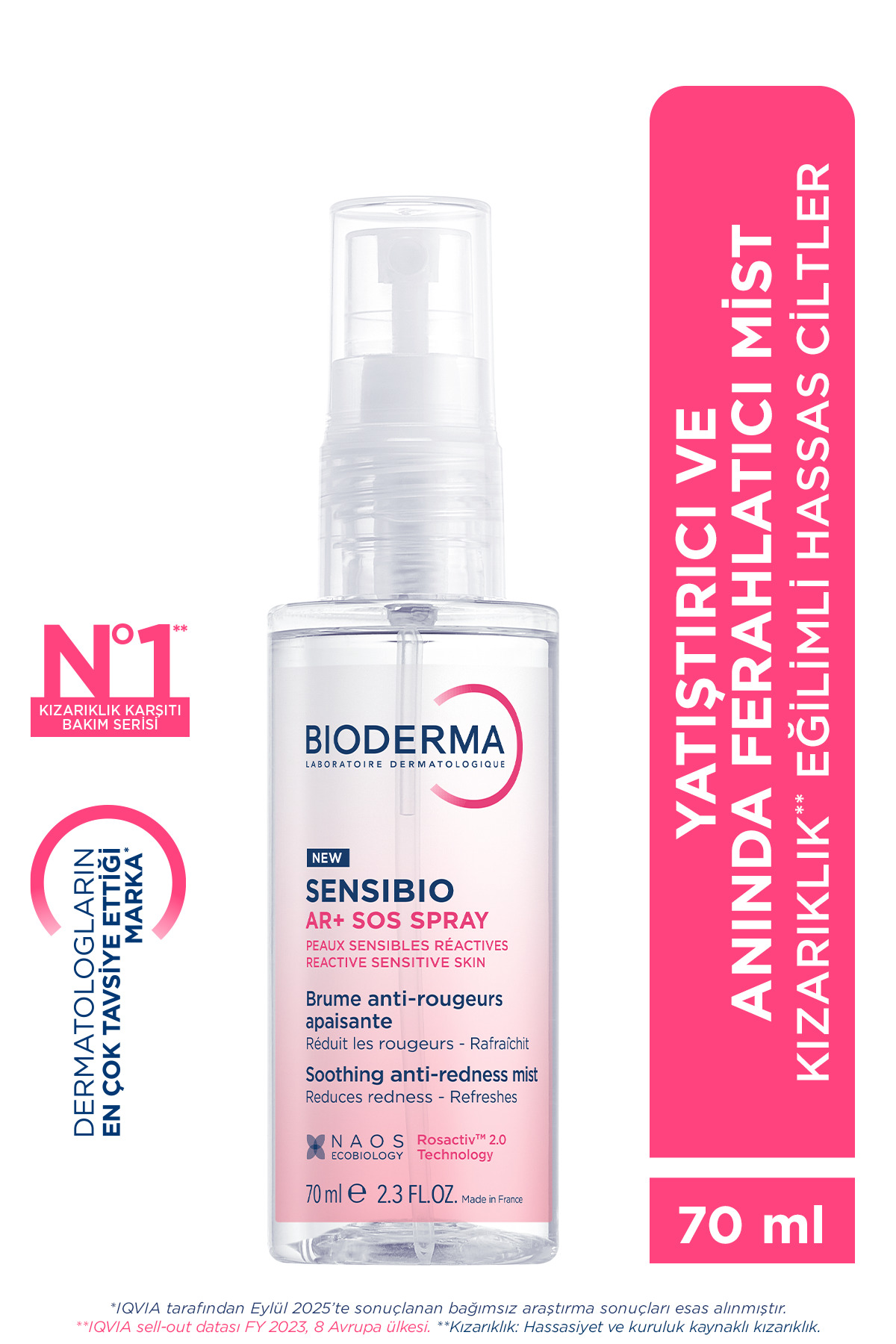 Bioderma Sensibio AR SOS Spray Hassas Ciltler Kızarıklık Karşıtı Anında Yatıştırıcı, Soğutucu Sprey 70 ML
