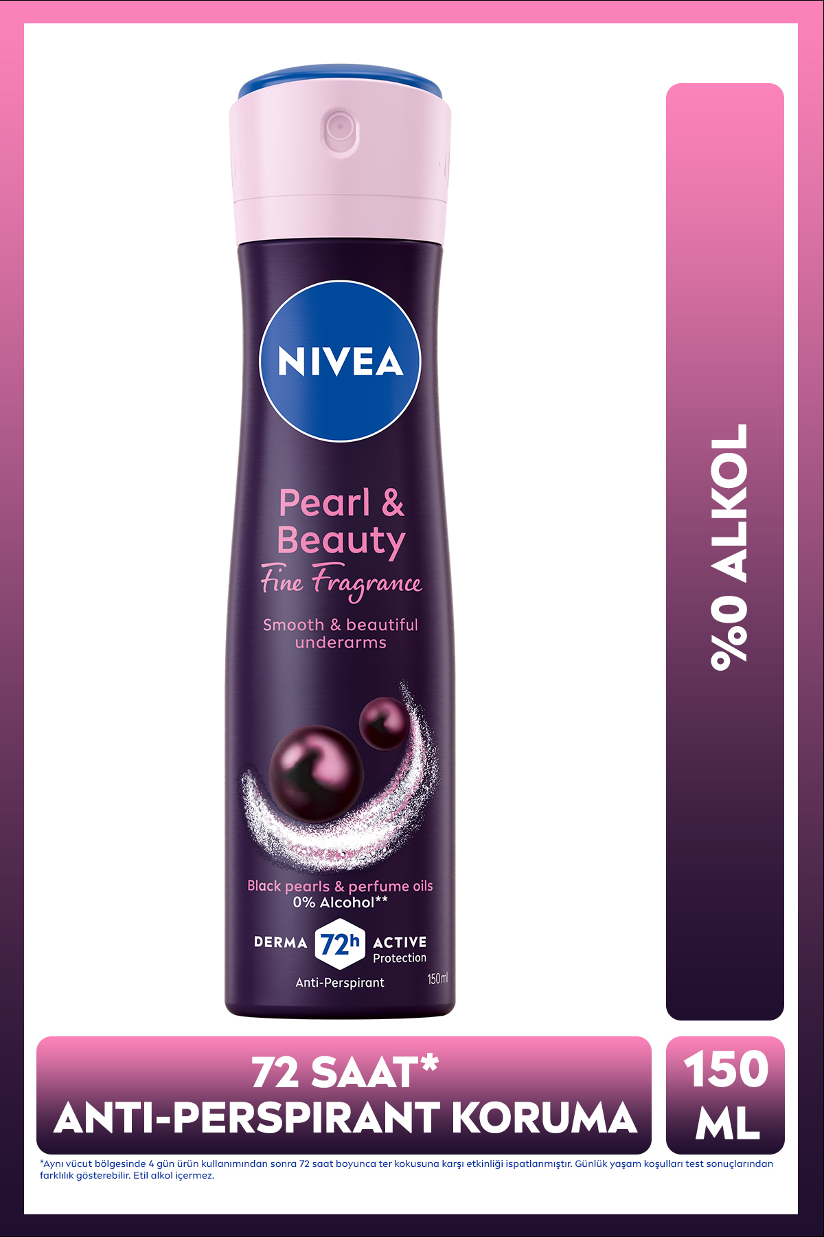 NIVEA Kadın Sprey Deodorant Pearl&Beauty Fine Fragrance 150ml, 72 Saat Ter Koruması, Alkolsüz
