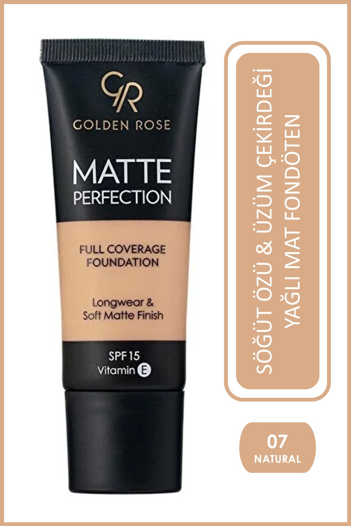 Golden Rose Matte Perfection Foundation Natural 07 Söğüt Özü & Üzüm Çekirdeği Yağlı Mat Fondöten 35 ml