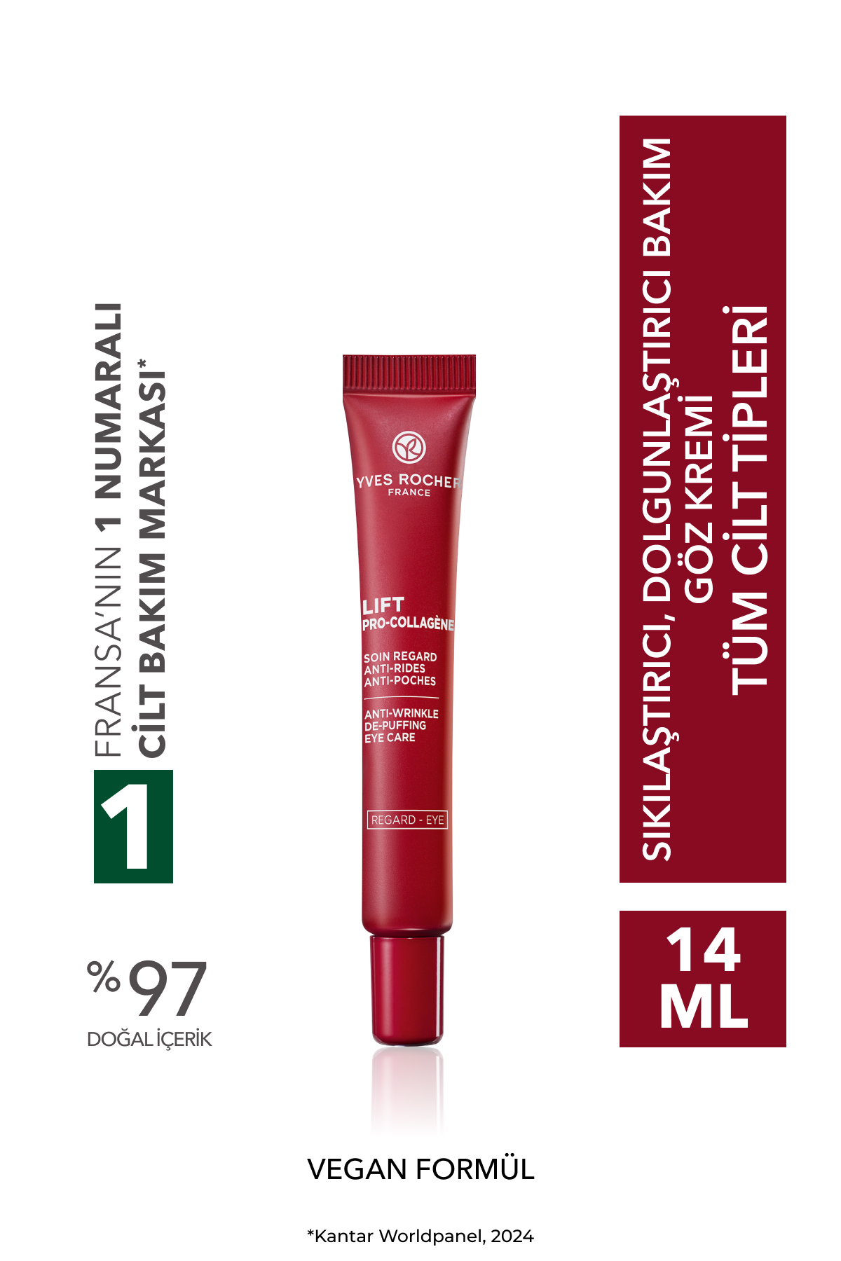 Yves Rocher Göz Kremi-Sıkılaştırıcı,Dolgunlaştırıcı Bitkisel Kolajen ve Hyaluronik Bakım/ Lift Pro Collagene-520