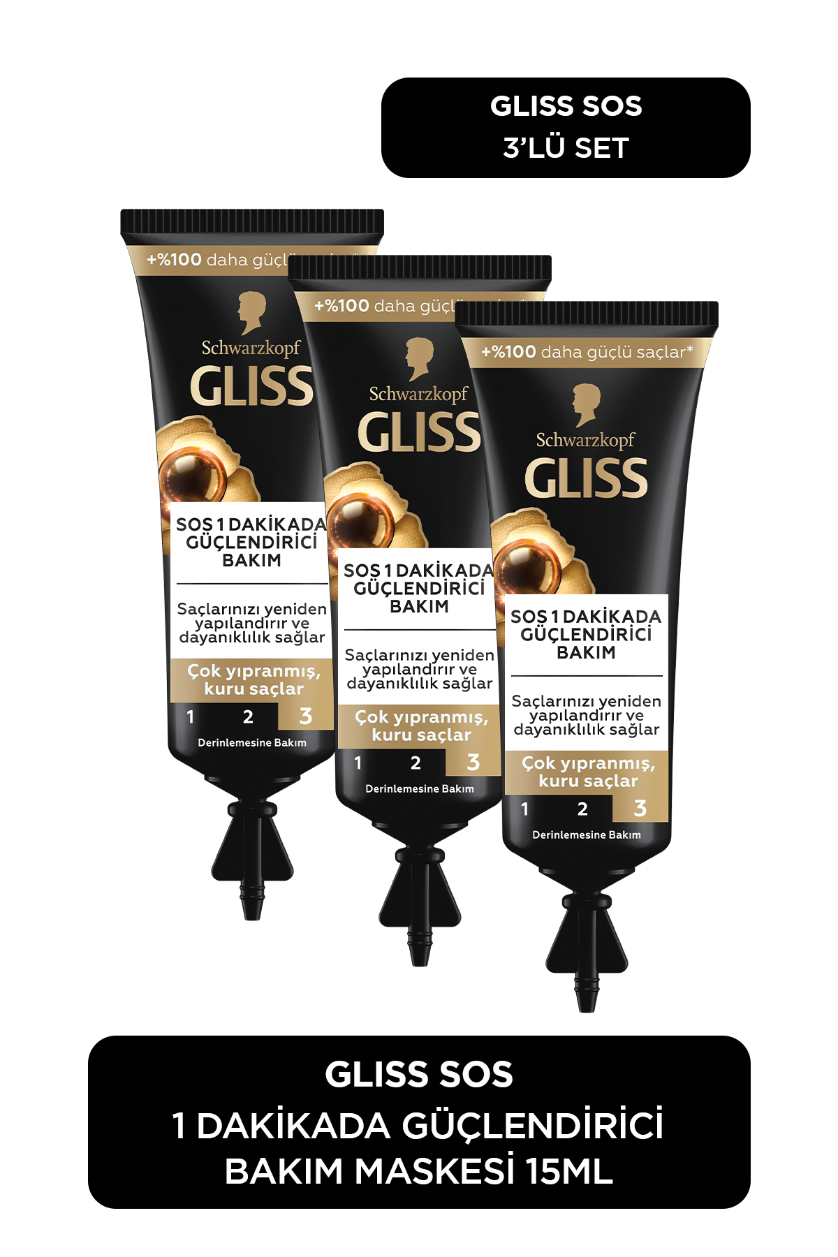 Gliss Sos Anında Güçlendirici Bakım Kremi 3x15 ml