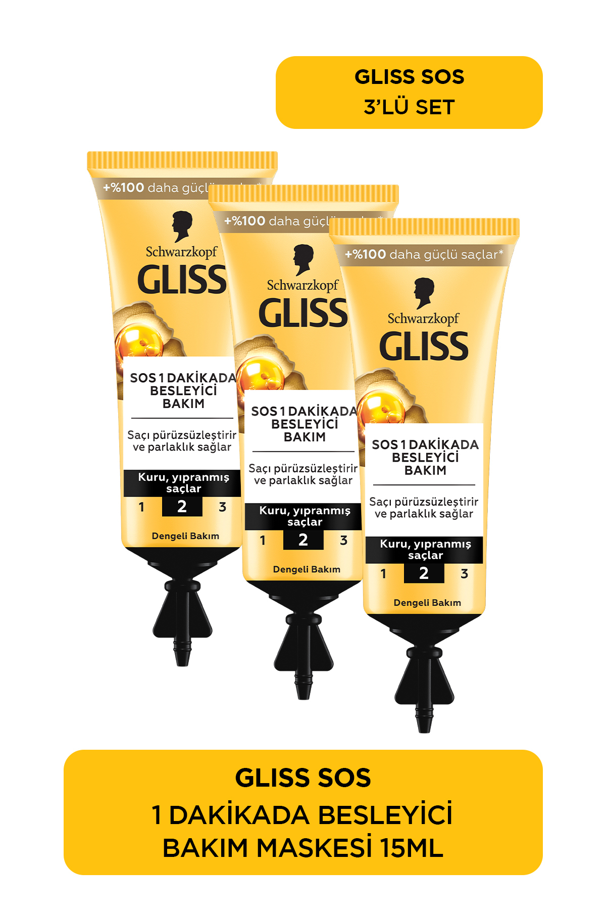 Gliss Sos Anında Besleyici Bakım Kremi 3x15 ml
