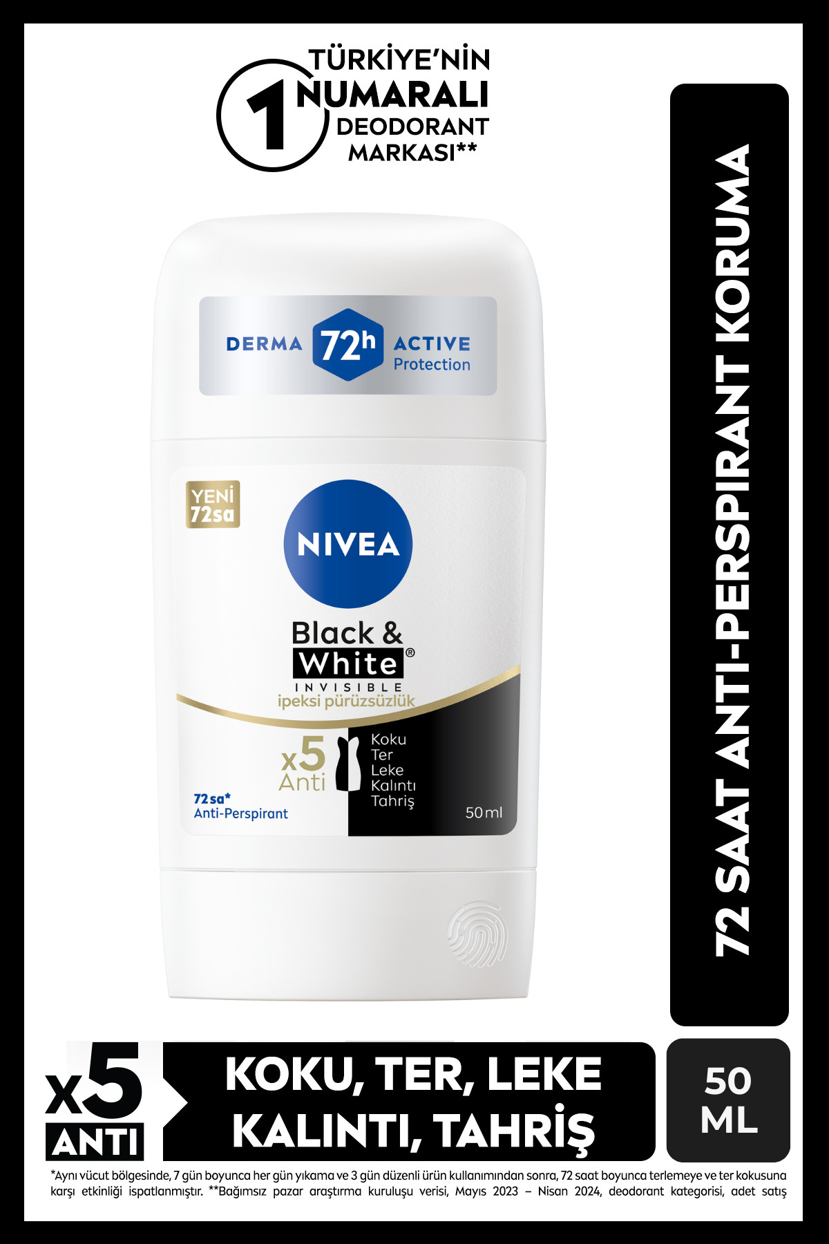 NIVEA Stıck B&W İpeksi Pürüzsüzlük Kdn 50Ml Ndeo STD