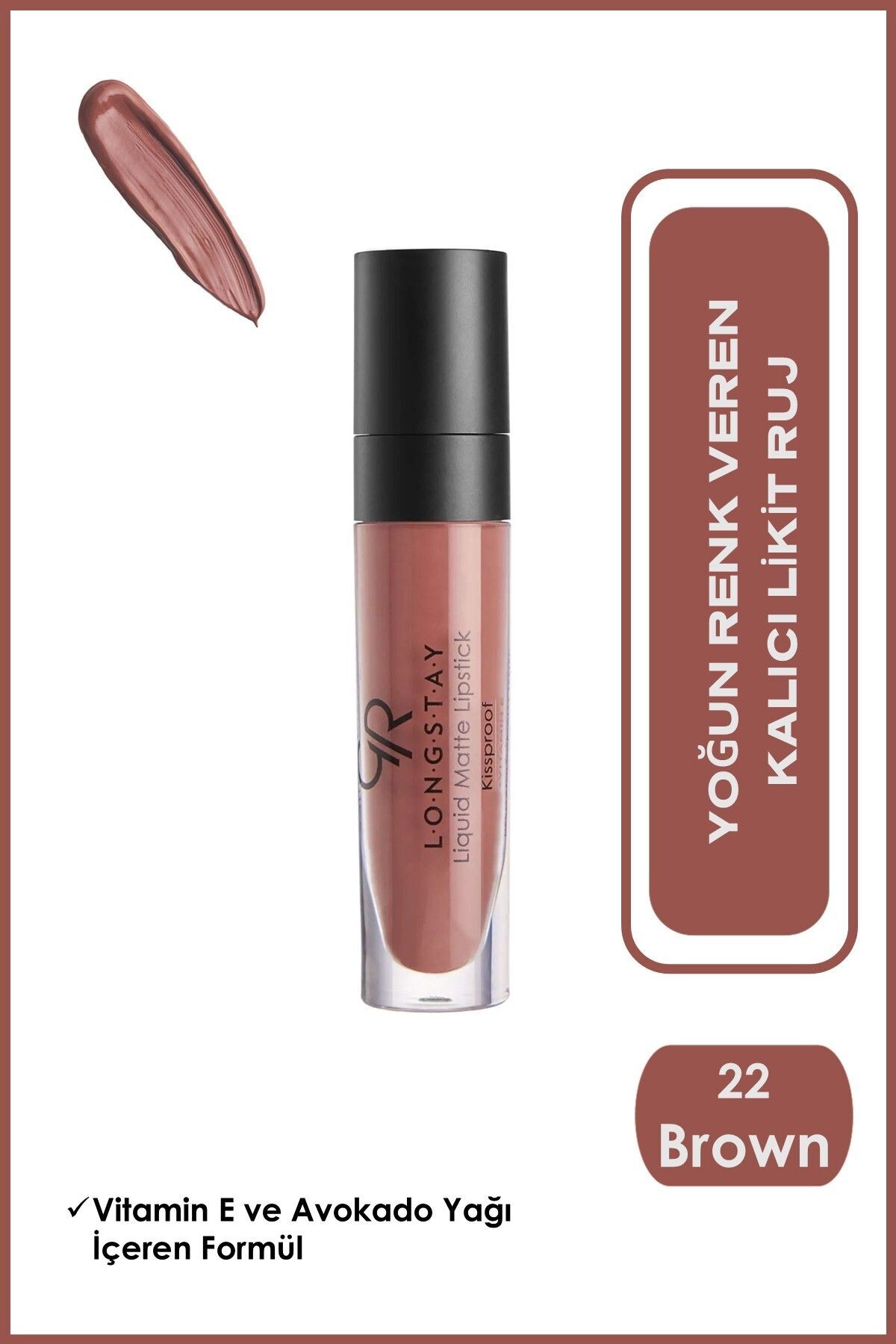 Golden Rose Longstay Liquid Matte Lipstick No: 22 - Bulaşmayan Kalıcı Likit Mat Ruj
