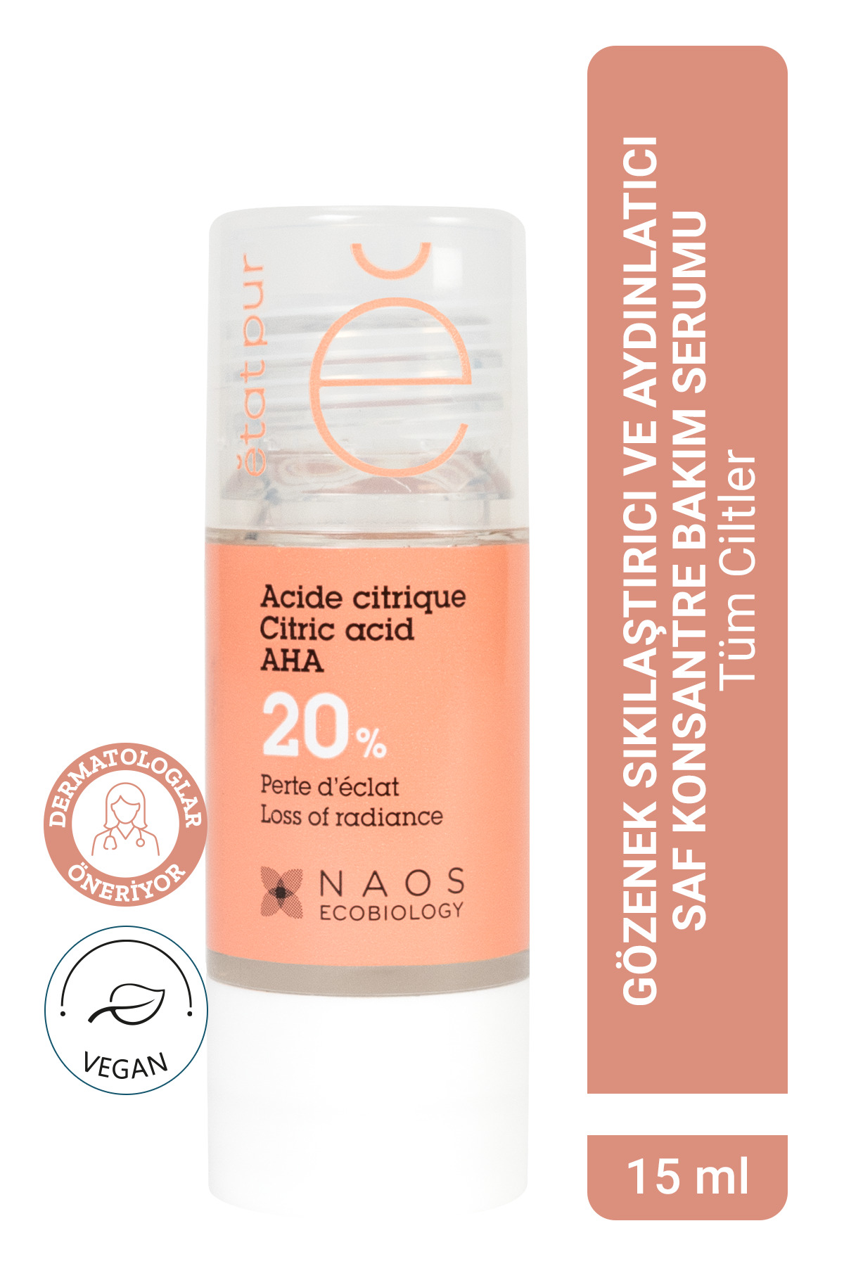 Etat Pur Pure Active Sitrik Asit 20% AHA Gözenek Sıkılaştırıcı ve Aydınlatıcı Konsantre Bakım Serumu 15ML