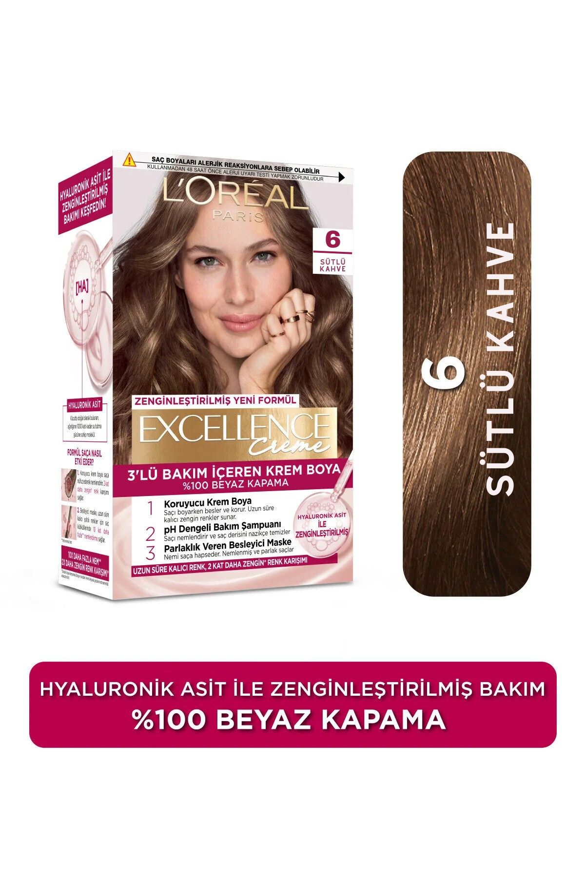 L'Oreal Paris L'oréal Paris Excellence Creme Saç Boyası - 6 Sütlü Kahve