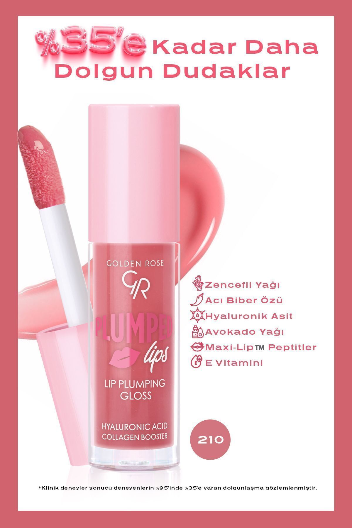 Golden Rose Plumped Lips Lipgloss No: 210 - Dolgunlaştırıcı Etkili ve Nemlendirici Parlatıcı