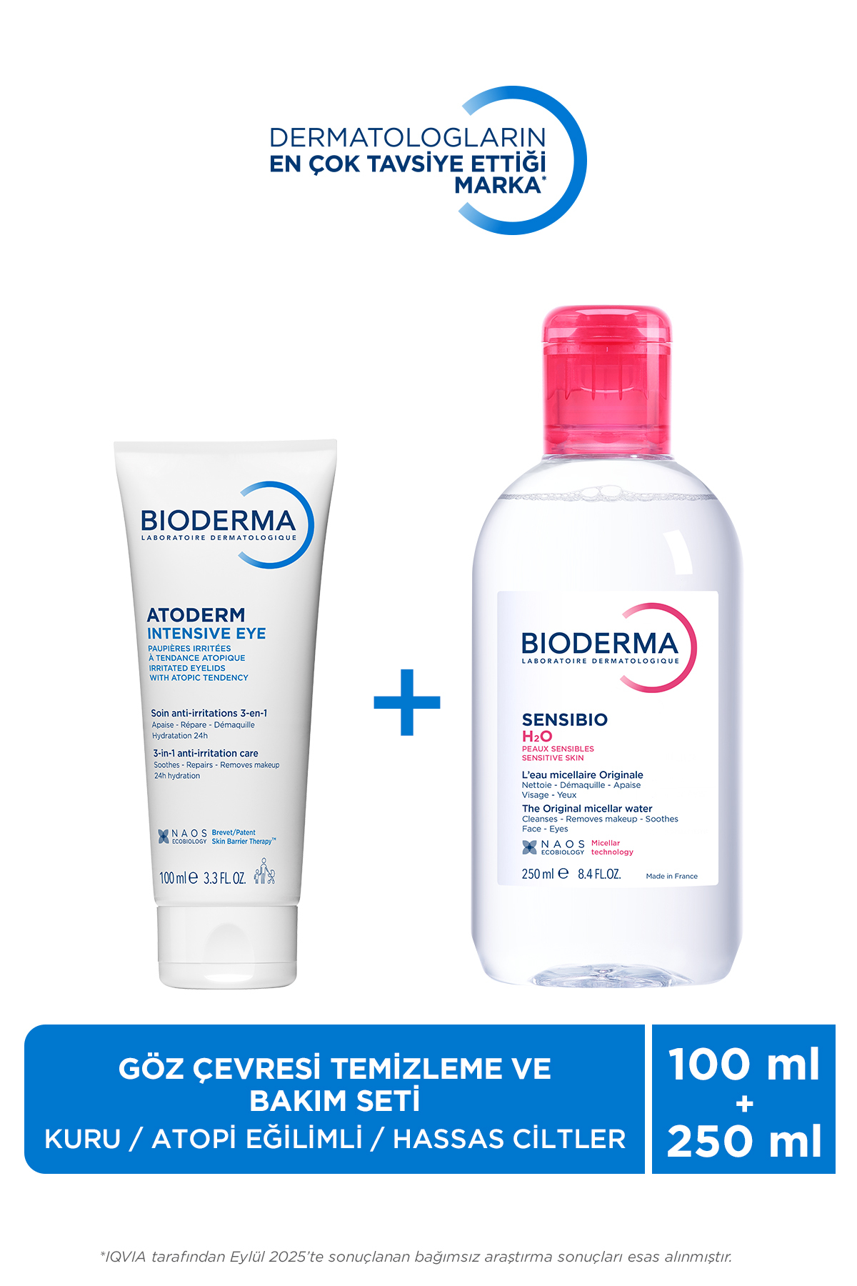 Bioderma Kuru, Atopi Eğilimli Göz Çevresi Temizleyici&Nemlendirici Bakım Seti: Atoderm Göz Kremi & Misel Su