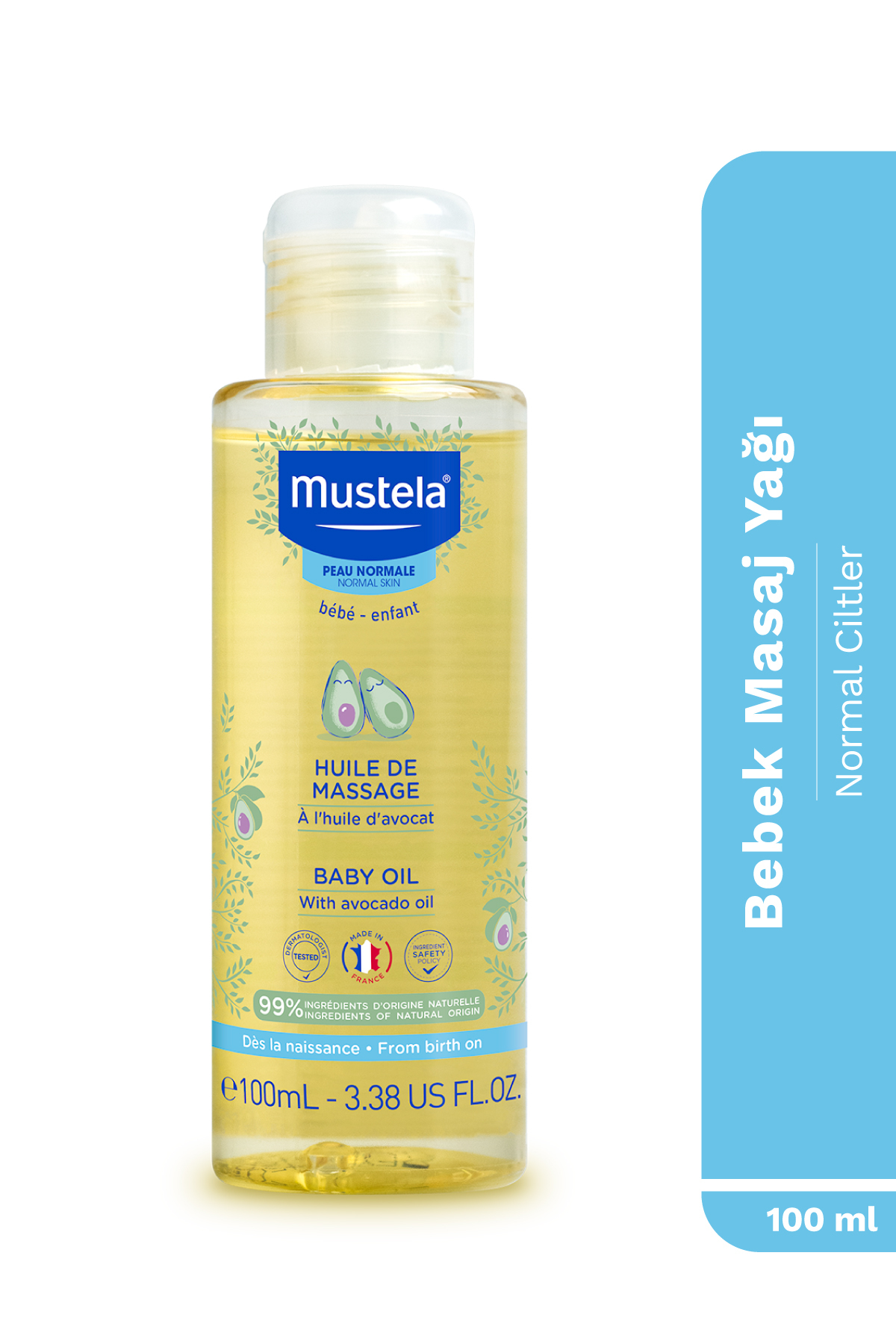 Mustela Avokado Yağı İçeren %99 Doğal İçerikli Nemlendirici Bebek Masaj Yağı 100 ml