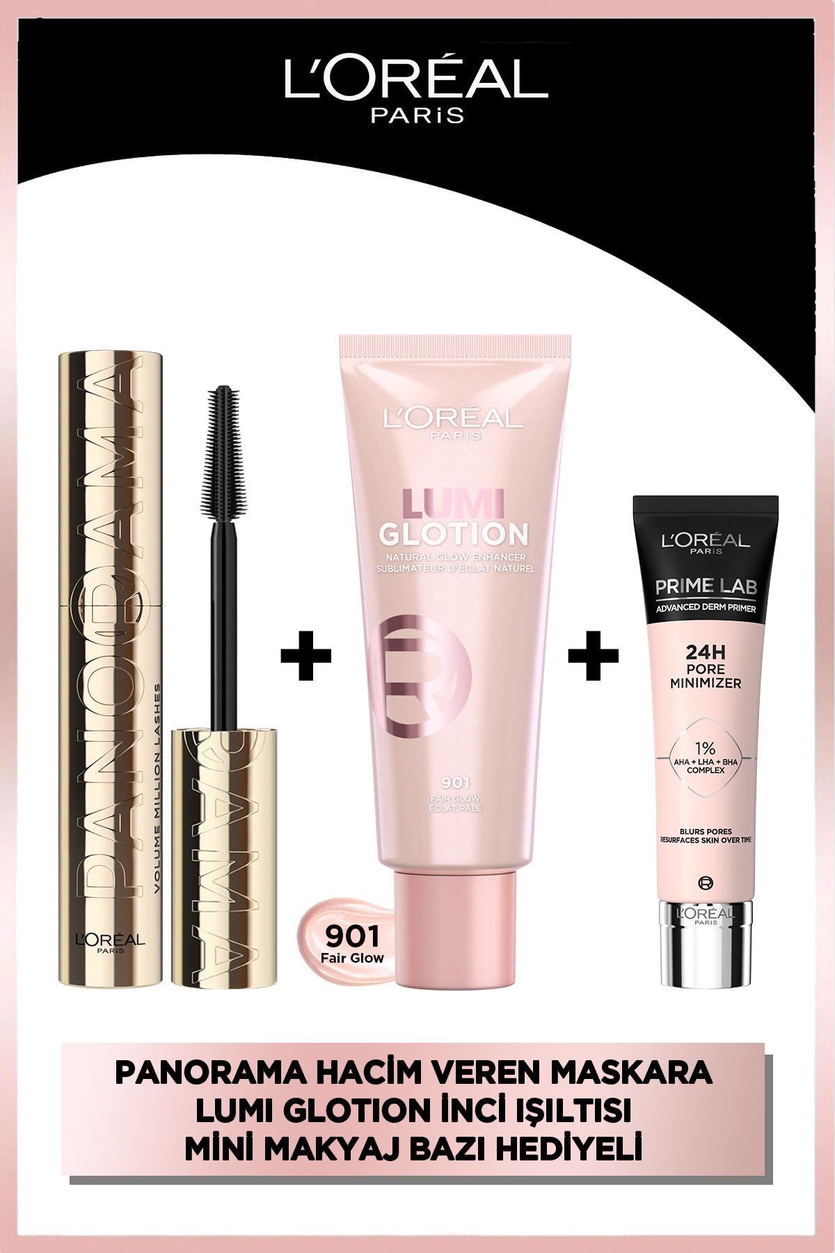 L'Oreal Paris Panorama Maskara & Glotion All-in-one 901 & Prime Lab Pore Mini Gözenek Sıkılaştırıcı