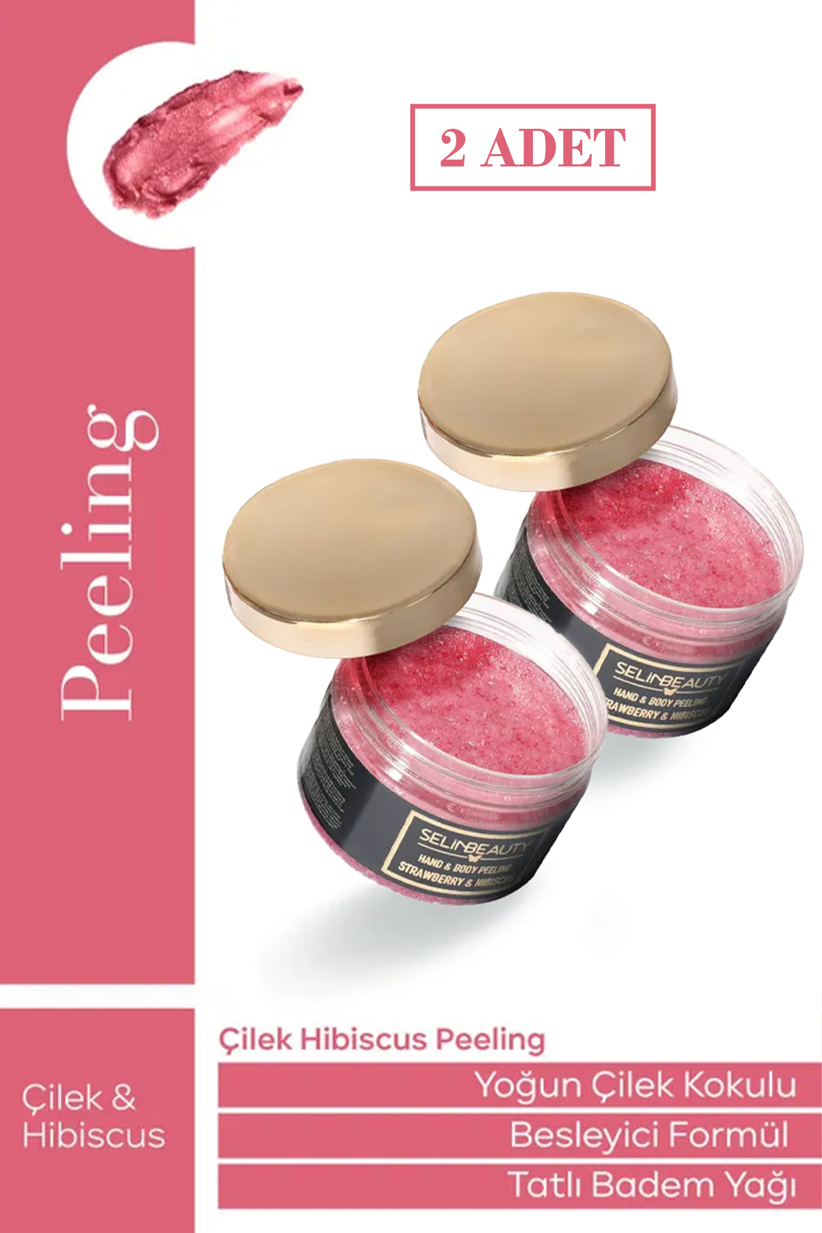 SELİNBEAUTY Çilek - Hibiscus El Ve Vücut Peeling 2 Li Set