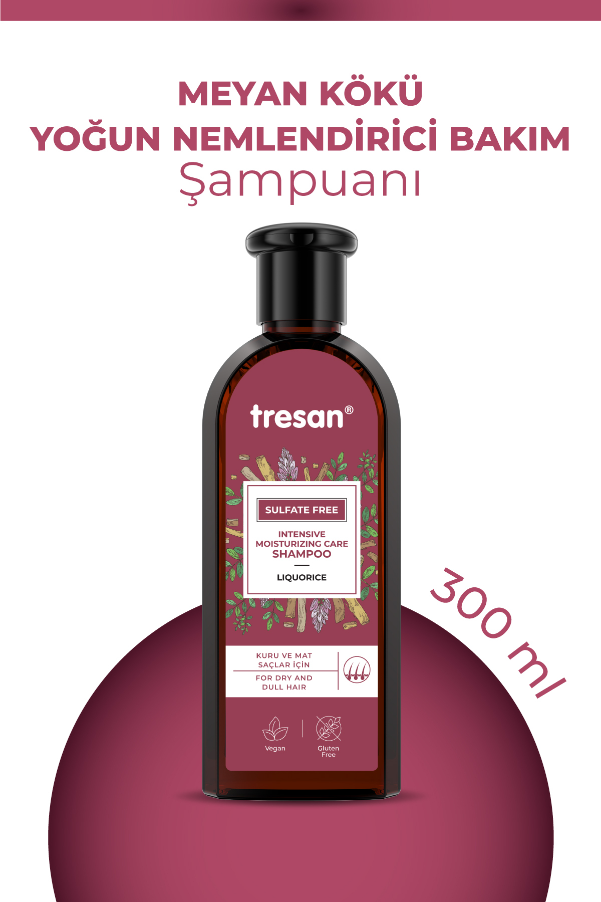 Tresan Yılbaşı Özel Seri - Meyan Kökü Yoğun Nemlendirici Sülfatsız Şampuan – Kuru ve Mat Saçlar (300 ml)
