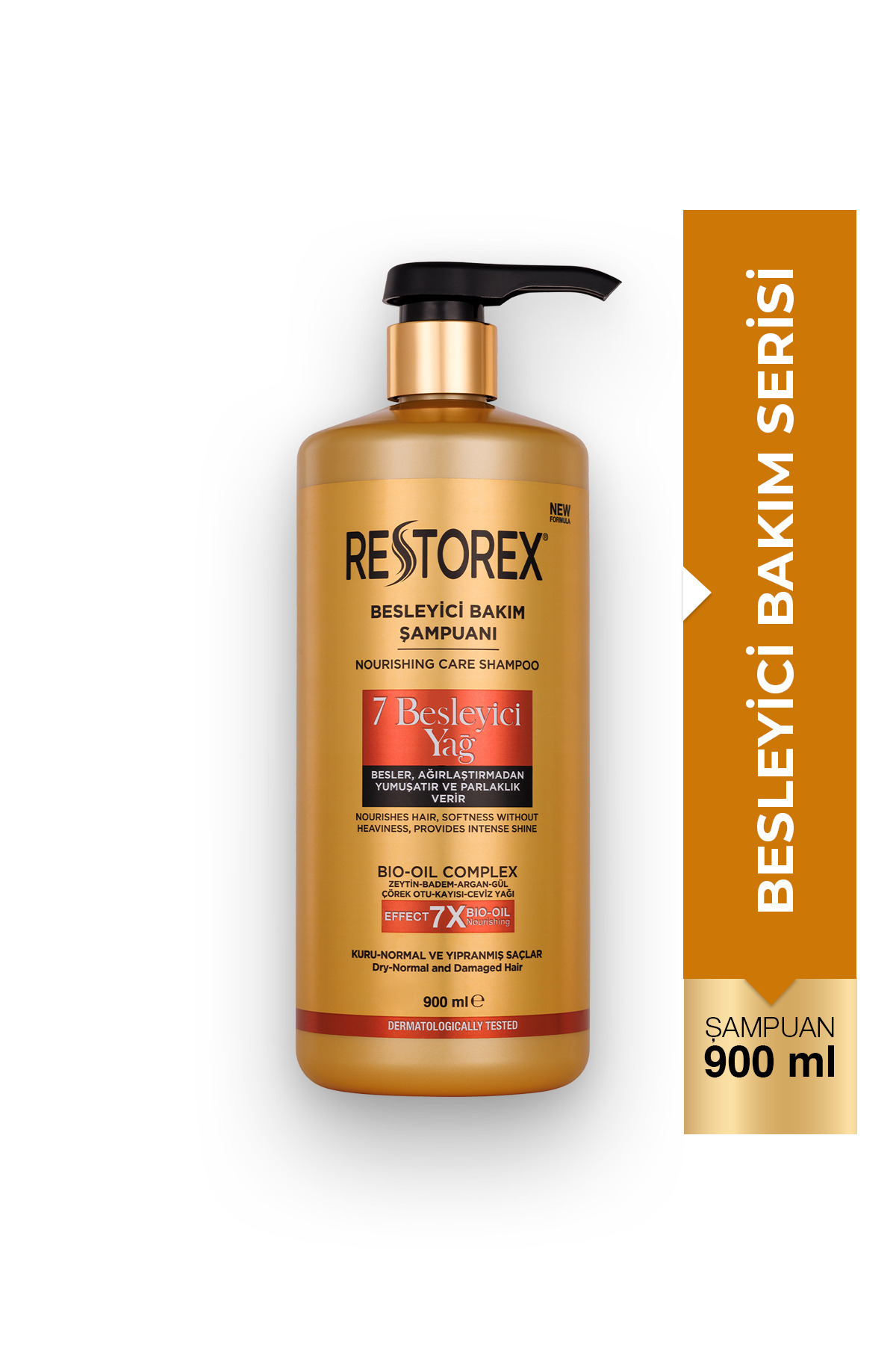 Restorex 7 Besleyici Yağ Şampuan 900 ml – Parlaklık ve İpeksi Yumuşaklık
