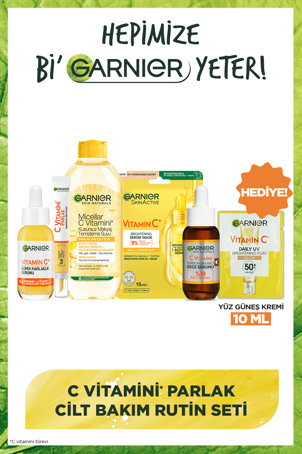 Garnier C Vitamin Gece & Gündüz Serum (Niasinamid + Salisilik Asit) + Aydınlatıcı Krem & BB Krem Hediyeli