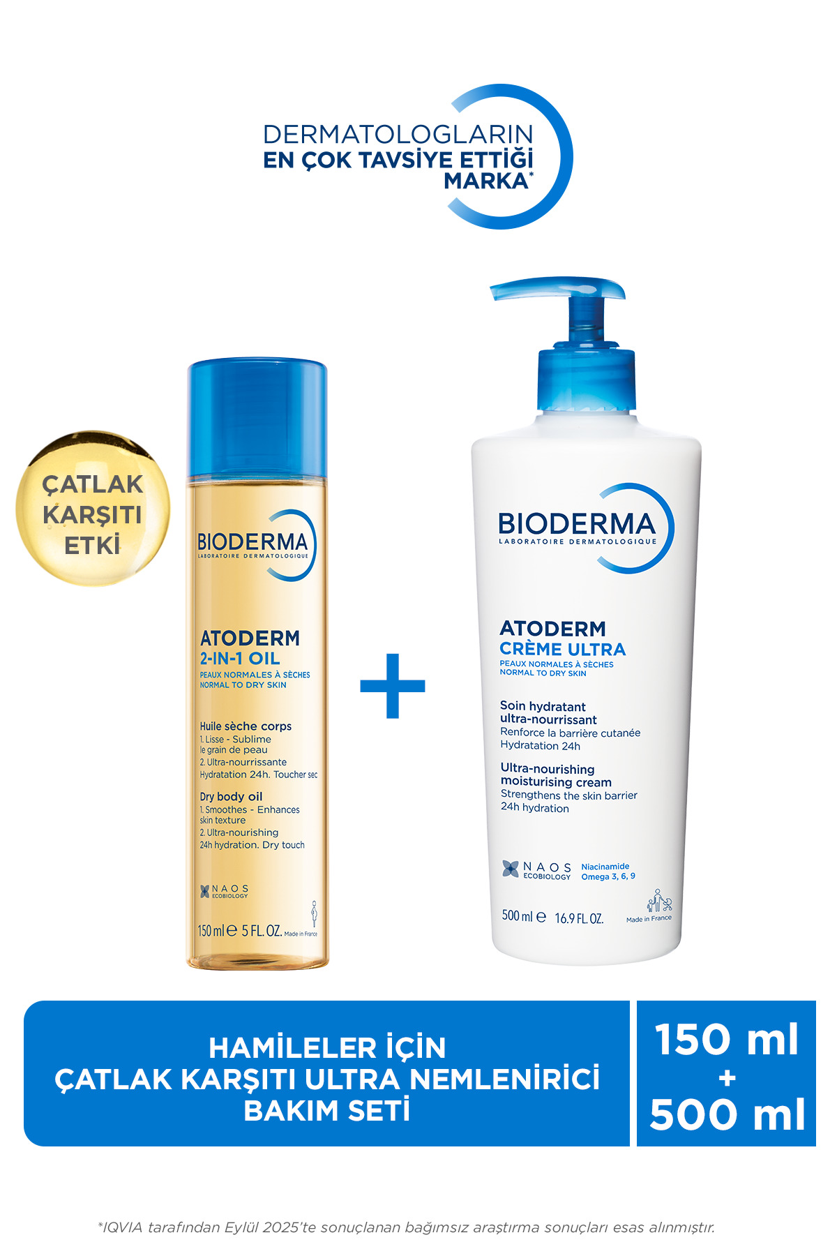 Bioderma Atoderm Hamileler için Çatlak Önleyici, Nemlendirici ve Besleyici Cilt Bakım Seti