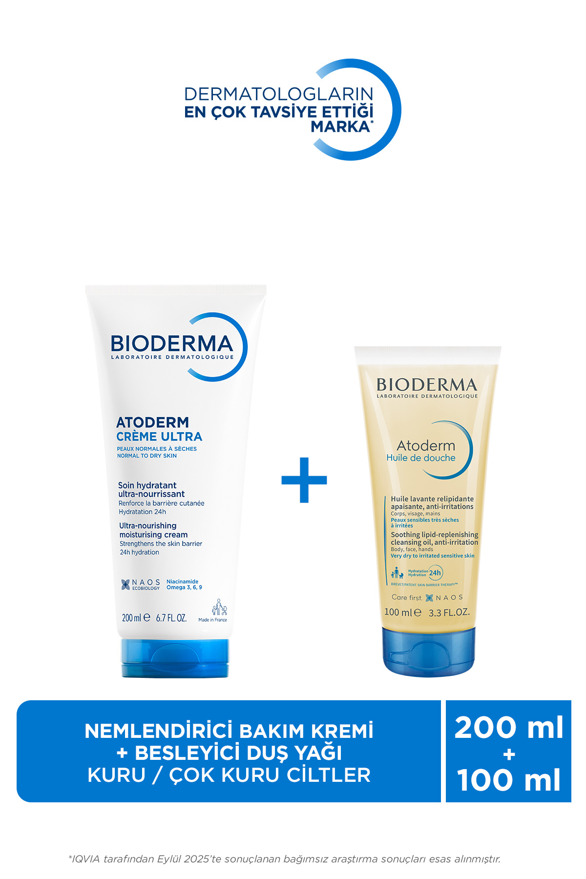 Bioderma Atoderm Kuru Cilt Nemlendirici Besleyici Duş Yağı 100 ml Ve Bakım Kremi 200 ml Bebek Çocuk Yetişkin