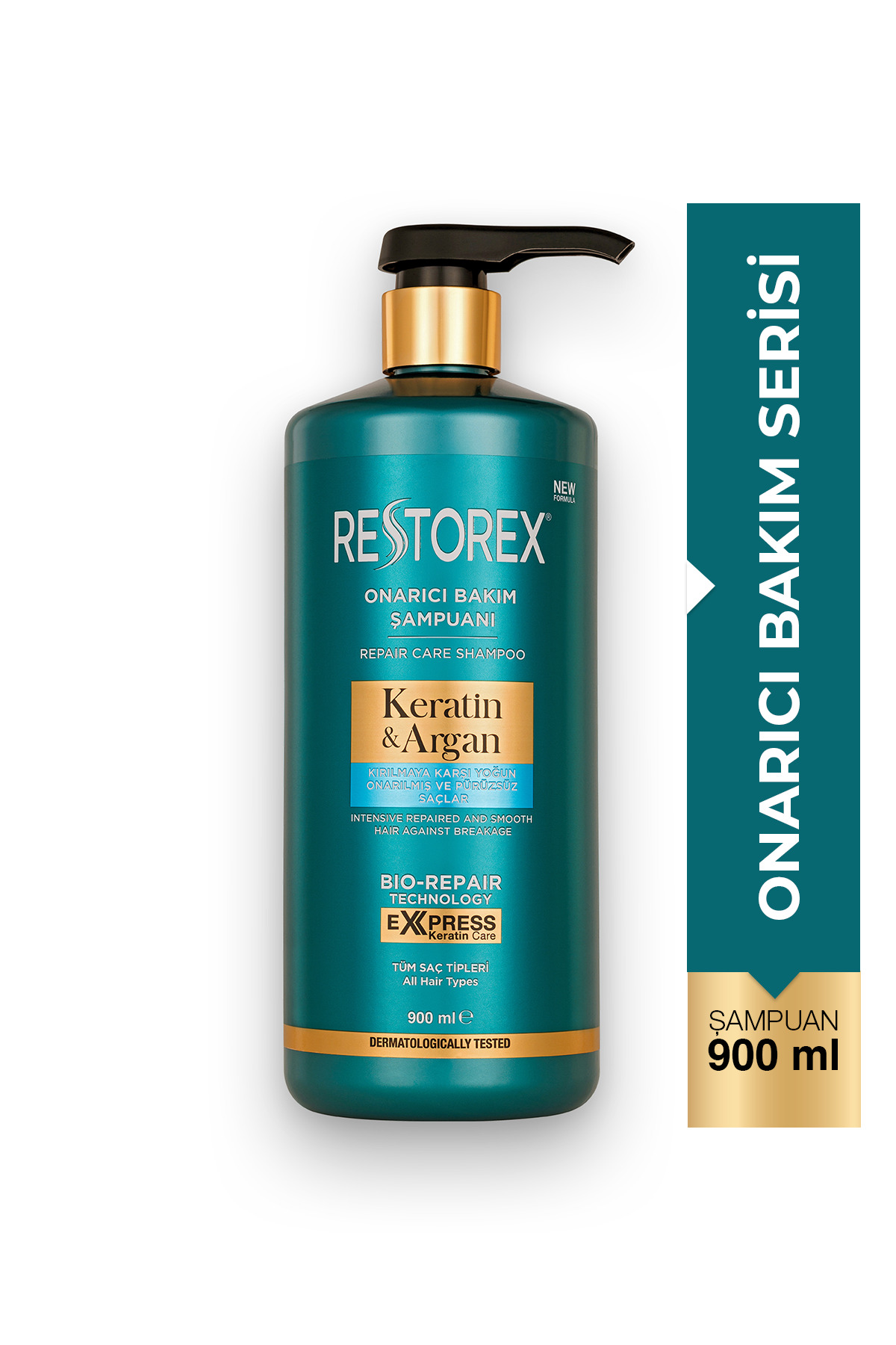 Restorex Keratin & Argan Onarıcı Şampuan 900 ml – Kırılma Karşıtı Güçlendirme