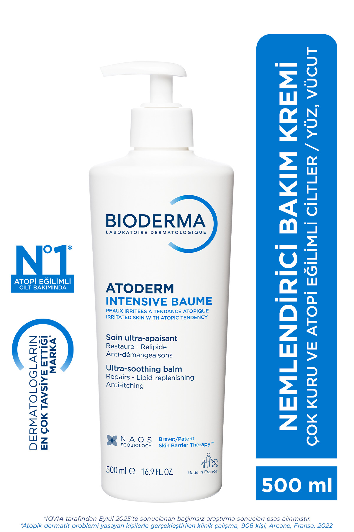 Bioderma Atoderm Intensive Balm Çok Kuru, Atopi Eğilimli Cilt Bebek, Çocuk, Yetişkin Nemlendirici Krem 500ml