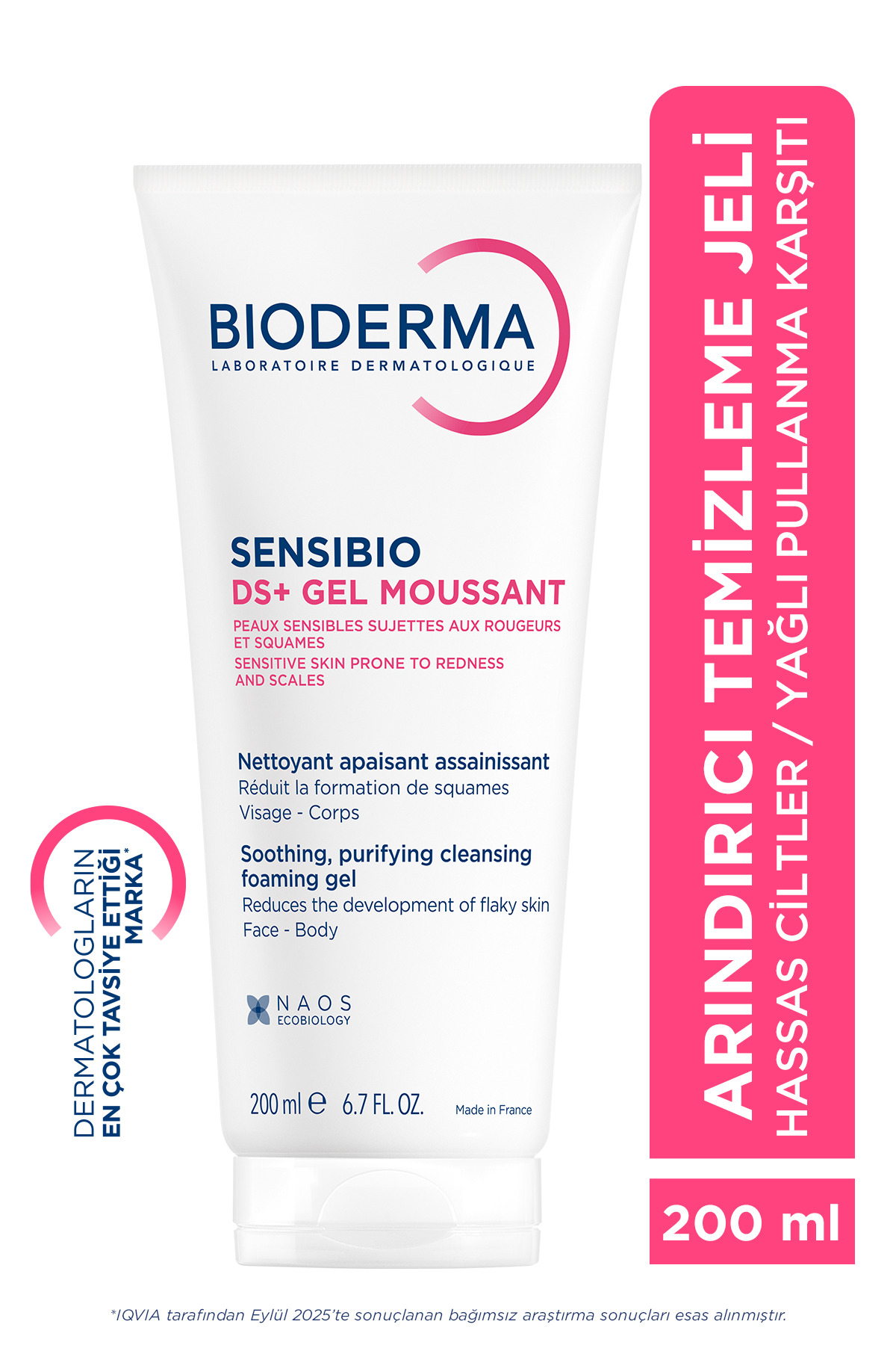 Bioderma Sensibio DS+ Cream Hassas Ciltler için Kızarıklık Karşıtı Yatıştırıcı Temizleme Jeli 200 ML