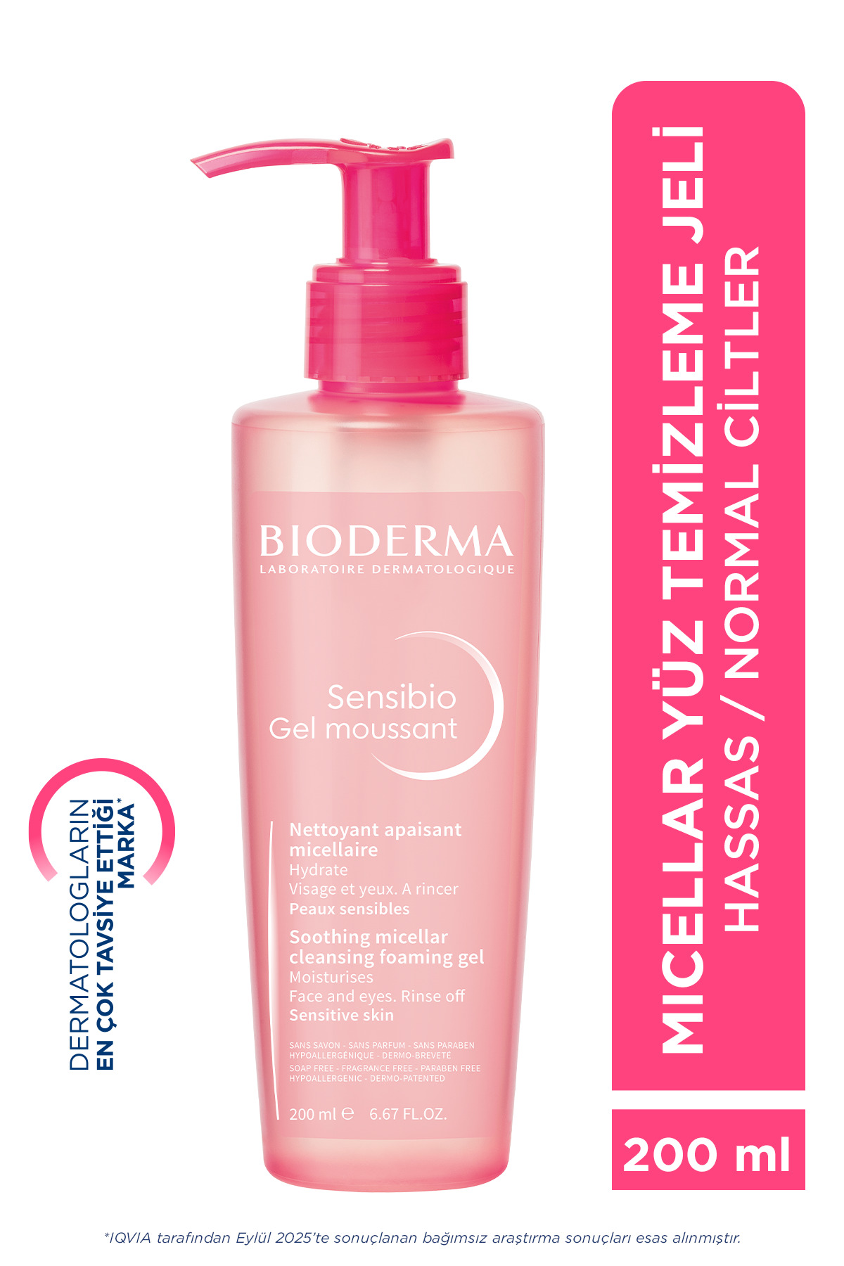 Bioderma Sensibio Foaming Gel Hassas ve Normal Ciltler için Durulanan Micellar Yüz Temizleme Jeli 200 ml
