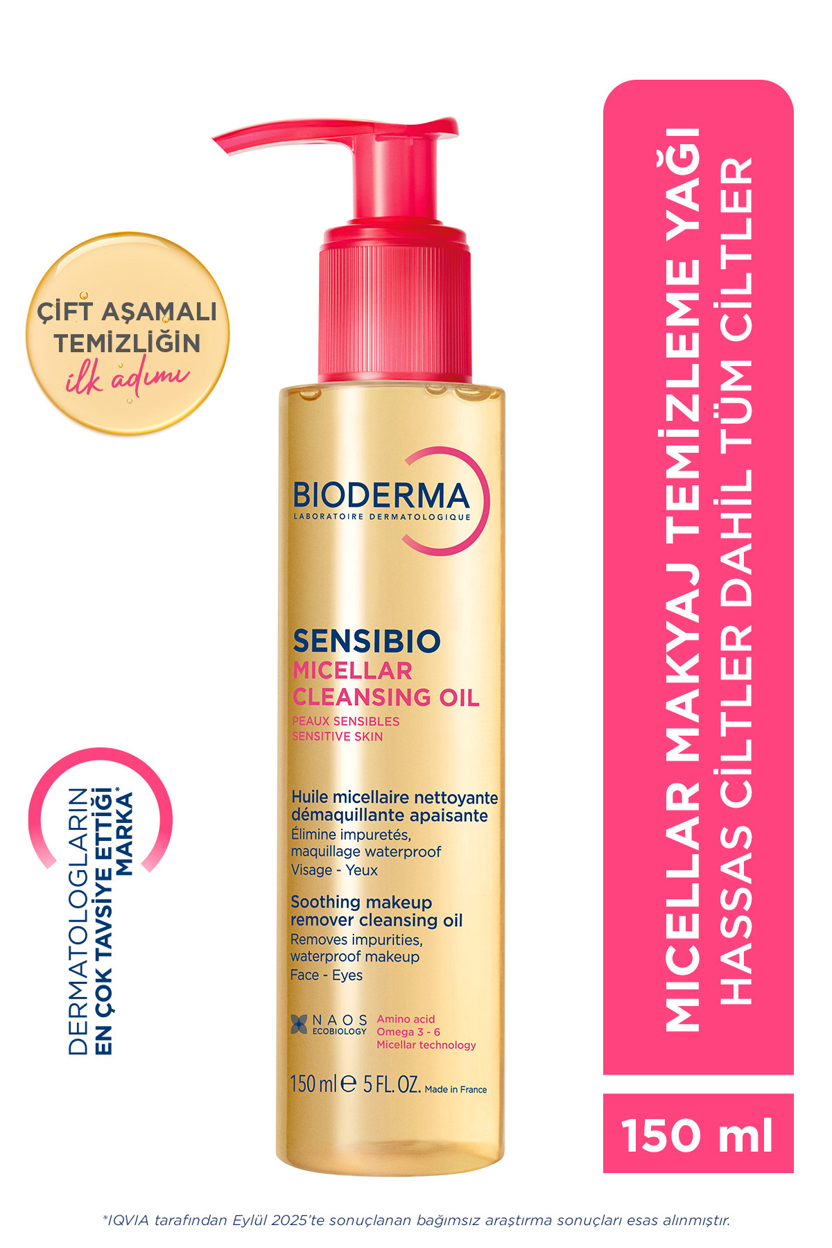 Bioderma Sensibio Micellar Cleansing Oil Hassas, Normal Ciltler Yağ Bazlı Yüz&Göz Makyaj Temizleyici 150 ML