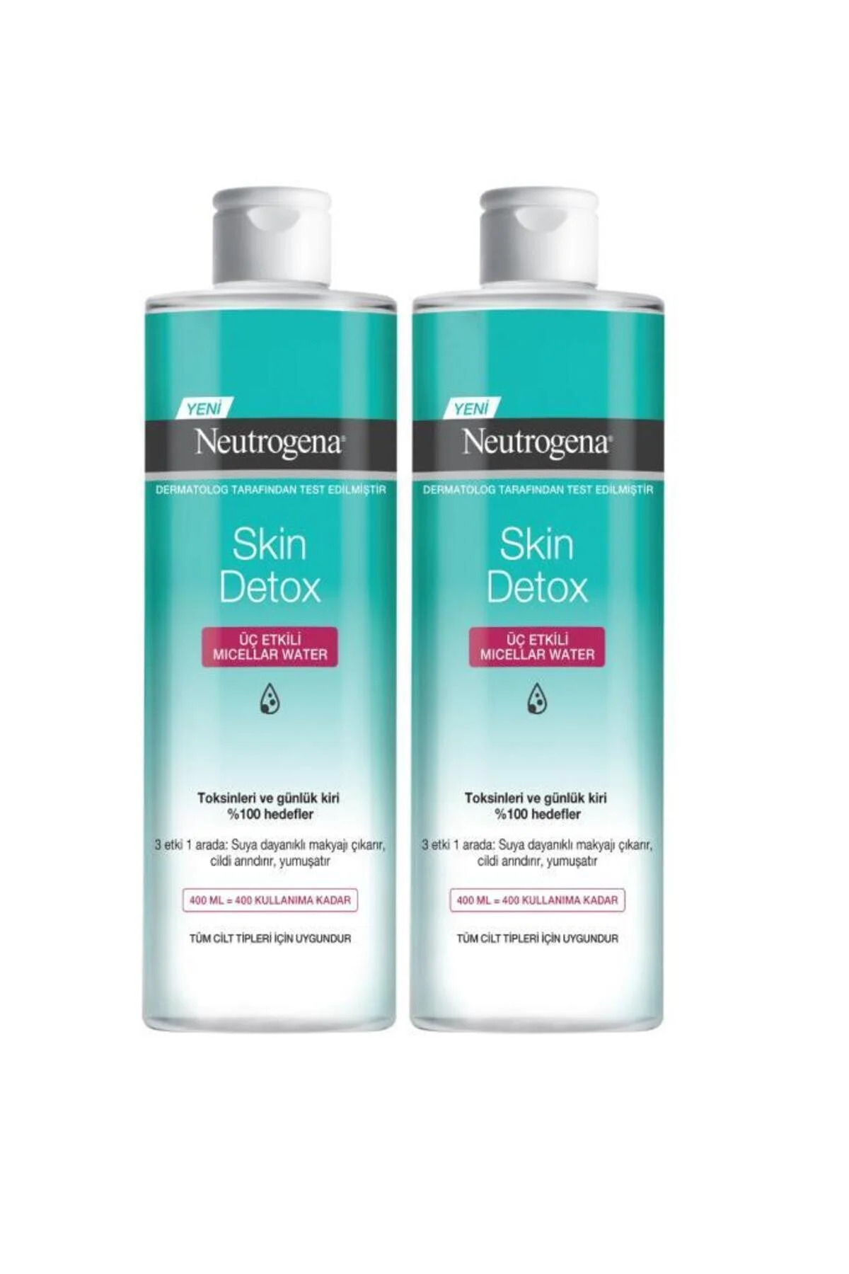 Neutrogena Skin Detox 3 Etkili Micellar Water Makyaj Temizleme Suyu 400 Ml X2