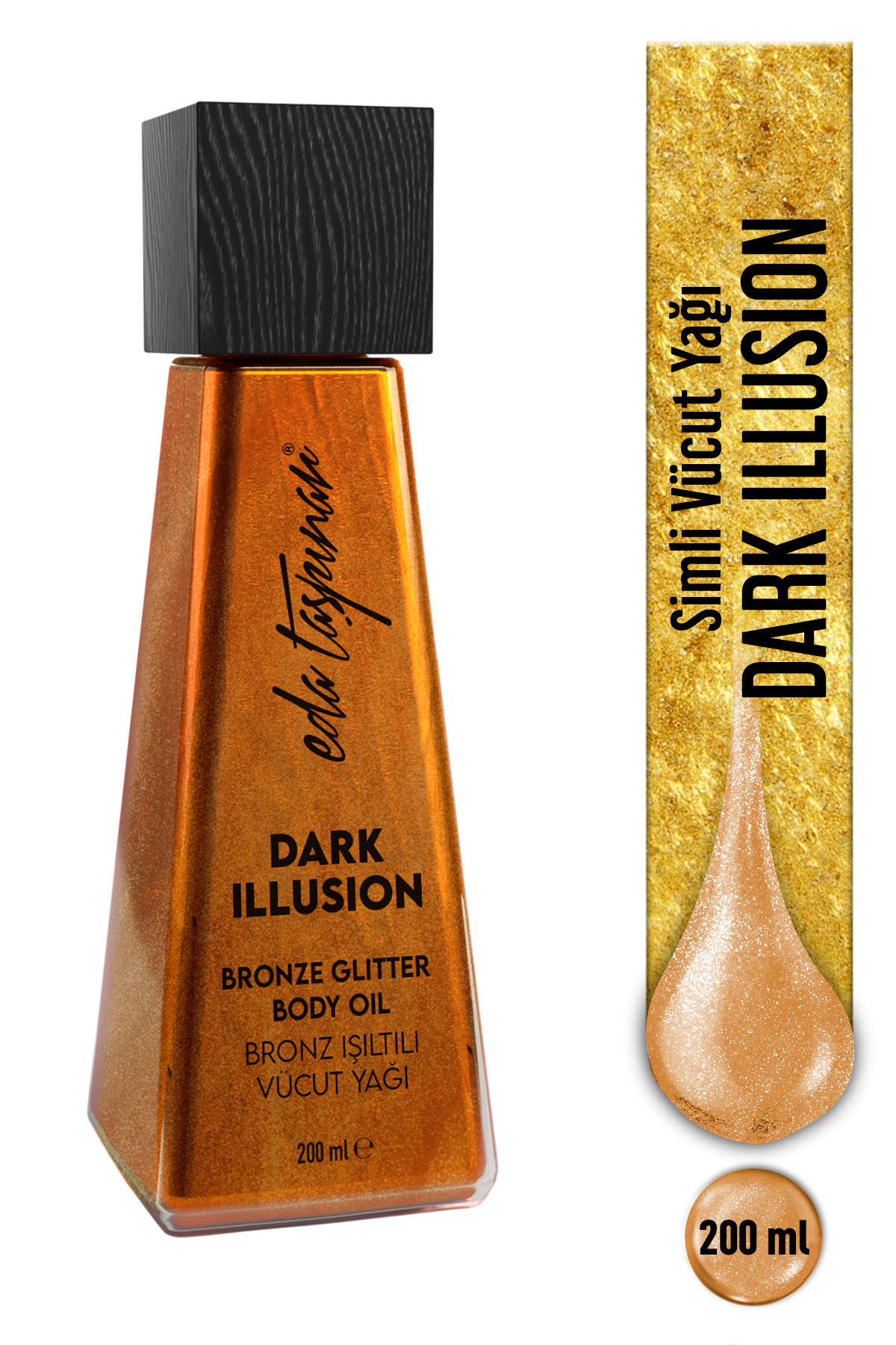 Eda Taşpınar Simli Vücut Yağı Dark Illusion – Bronz Işıltı & Yoğun Parlaklık 200 ml