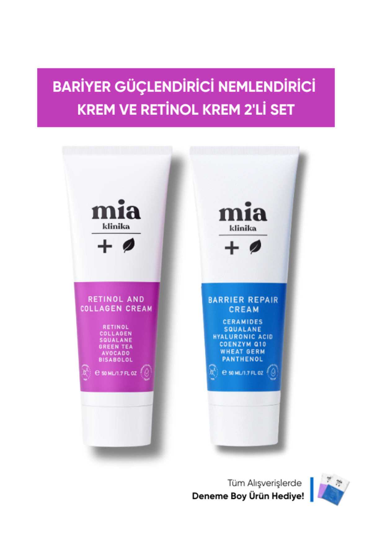 mia klinika Cilt Yenileyici Retinol Ve Bariyer Güçlendirici Nemlendirici Krem İkili Set