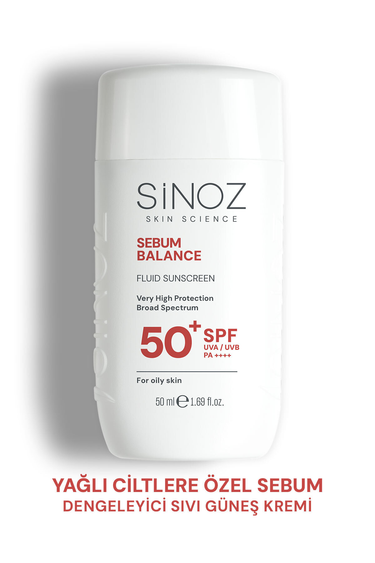 SİNOZ SPF50+ Yağlı Ciltler İçin Sıvı Yüz Güneş Kremi 50ml-Yeni Nesil Güneş Filtreleri Hibrit Formül PA++++
