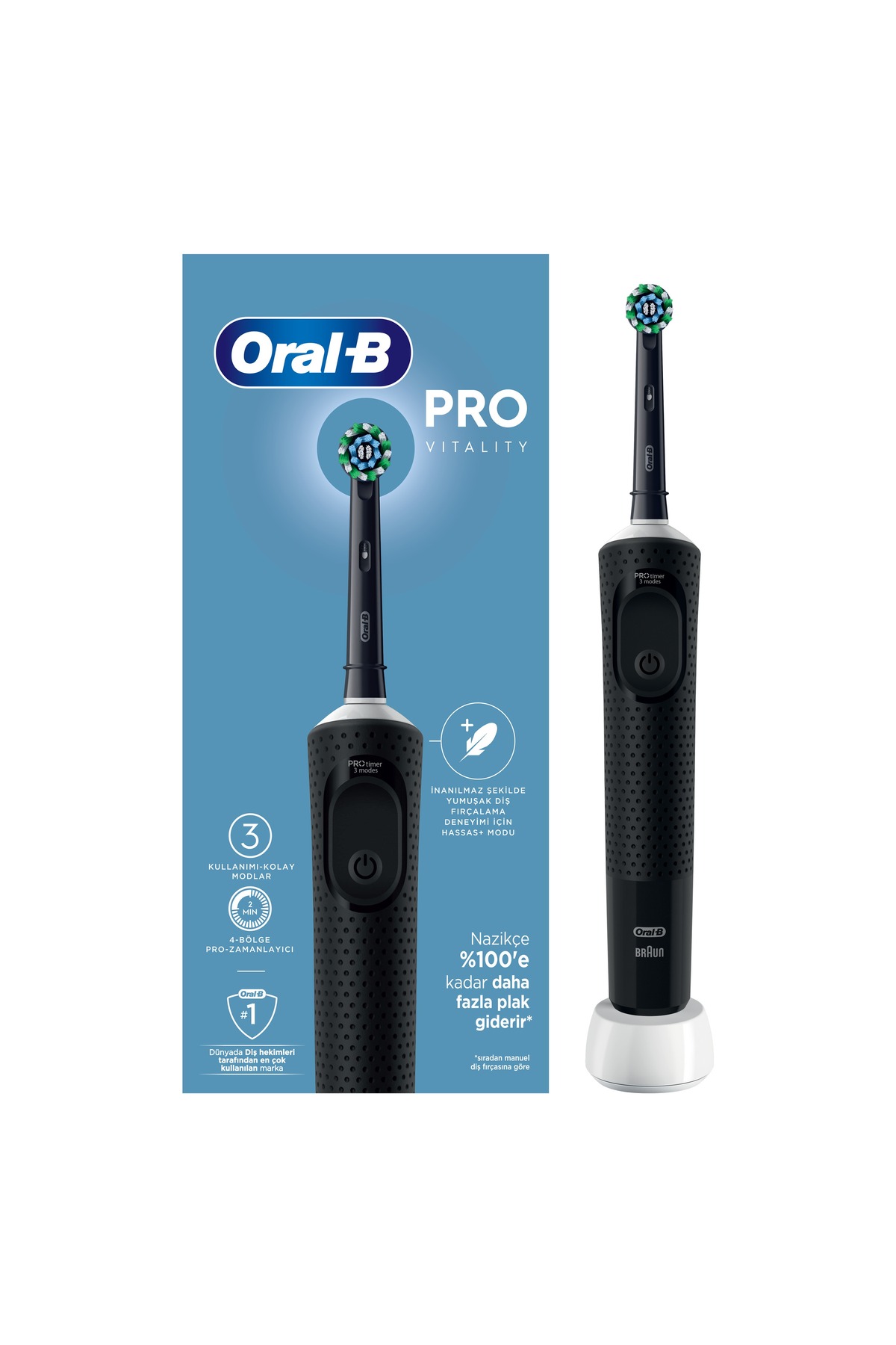 Oral-B D103 Vitality Pro Cross Action Şarjlı Diş Fırçası - Siyah