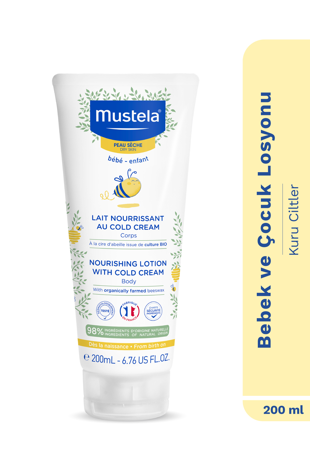 Mustela %98 Doğal İçerikli Kuru Cilt Cold Cream İçeren Besleyici Nemlendirici Vücut Losyon Bebek Çocuk 200ml