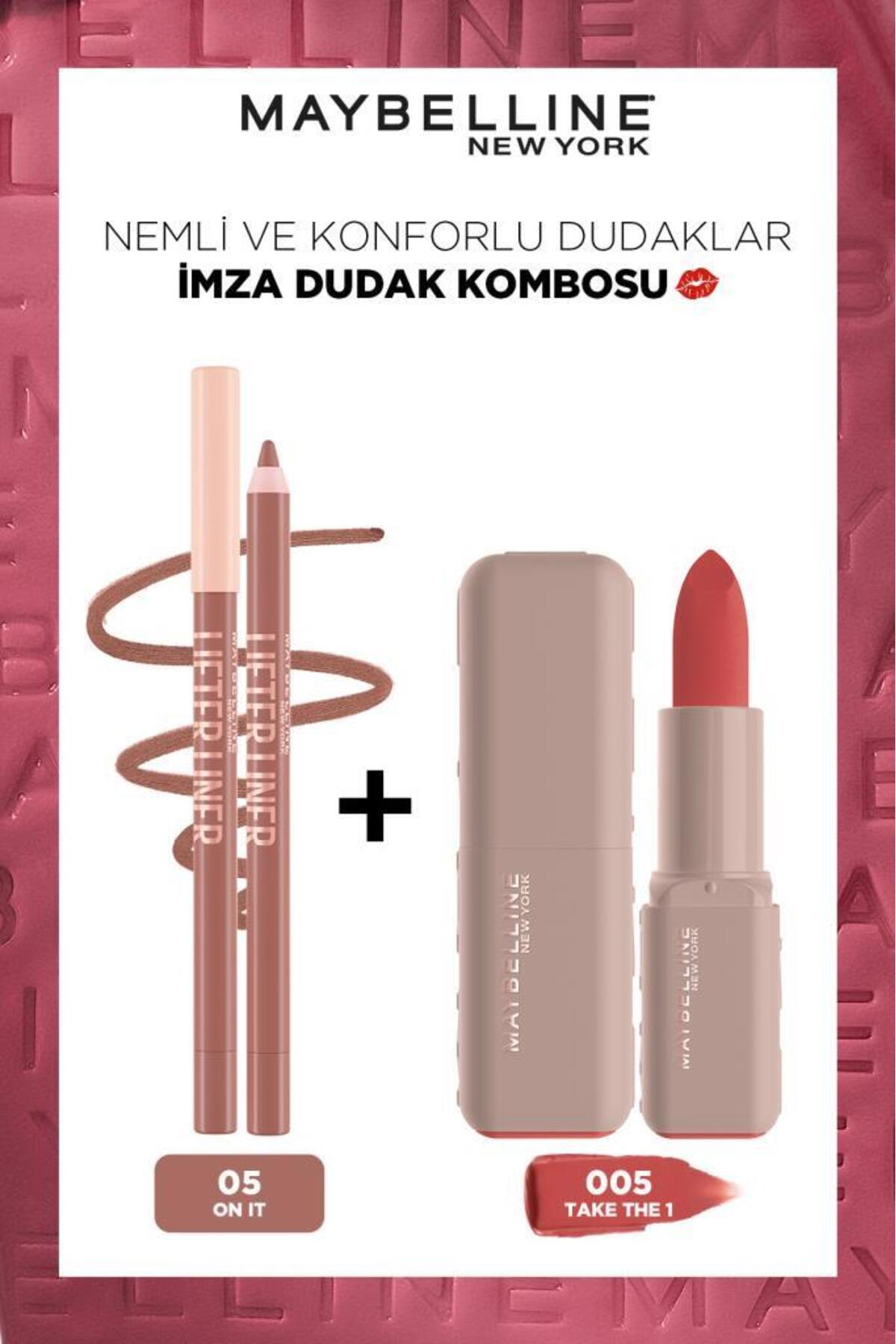 Maybelline New York Lifter Liner Dudak Kalemi 05 On It + Serum Etkili Ruj 005 Take the 1 Lip Combo Seti