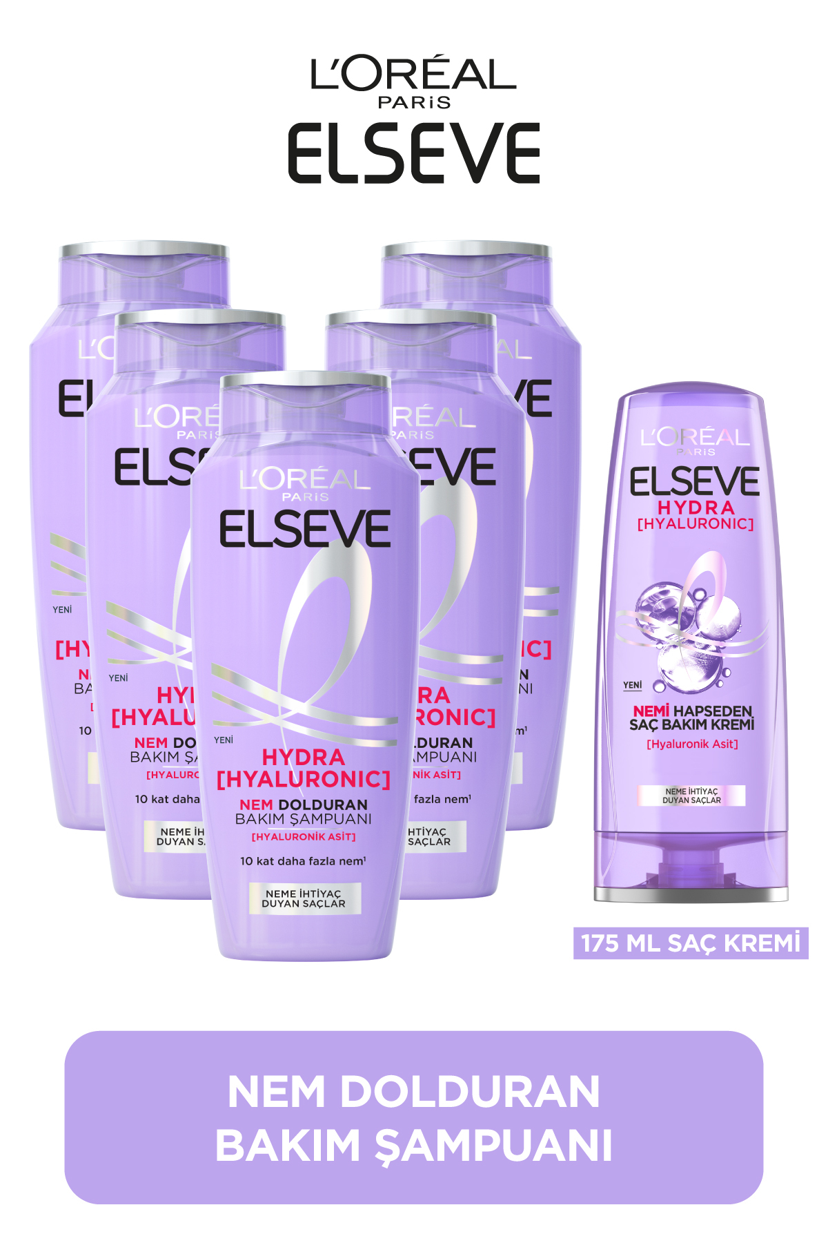 ELSEVE 5'li 300ml Hydra Hyaluronic Şampuan + 175ml Saç Kremi Seti