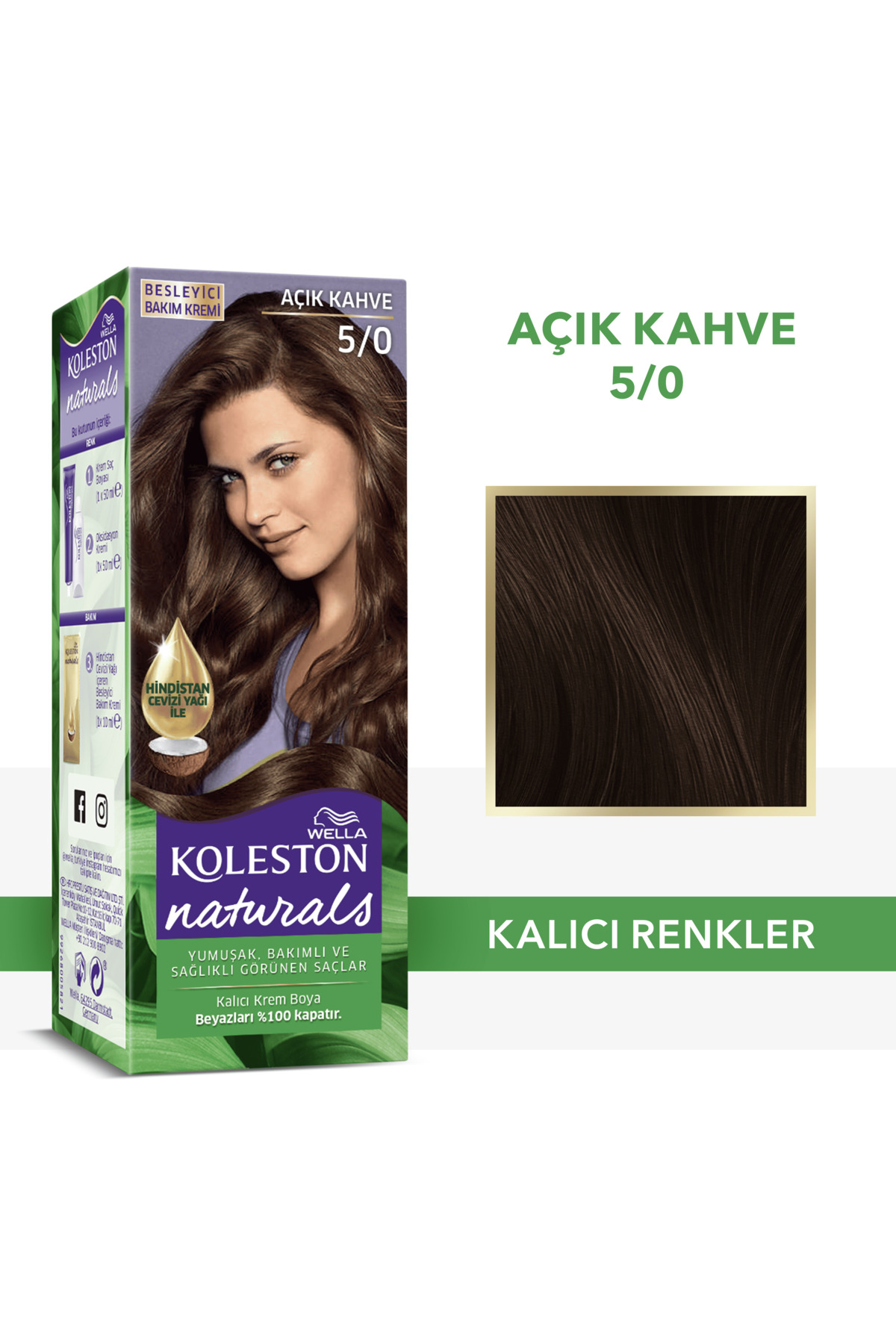 Wella Koleston Naturals 5/0 Açık Kahve Saç Boyası