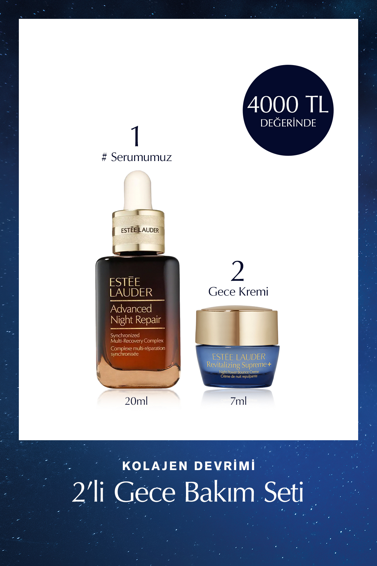 Estee Lauder Kolajen Devrimi 2'li Gece Bakım Seti - Serum 20ml Bounce Creme 7ml