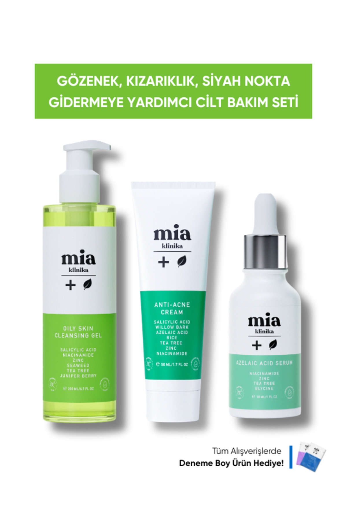 mia klinika Gözenek,Kızarıklık, Siyah Nokta, Akne Gidermeye Yardımcı Set
