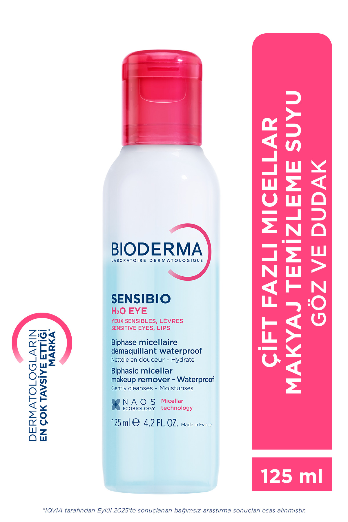 Bioderma Sensibio H2O Eye Hassas Ciltler Çift Fazlı Micellar Göz ve Dudak Makyaj Temizletici 125 ML